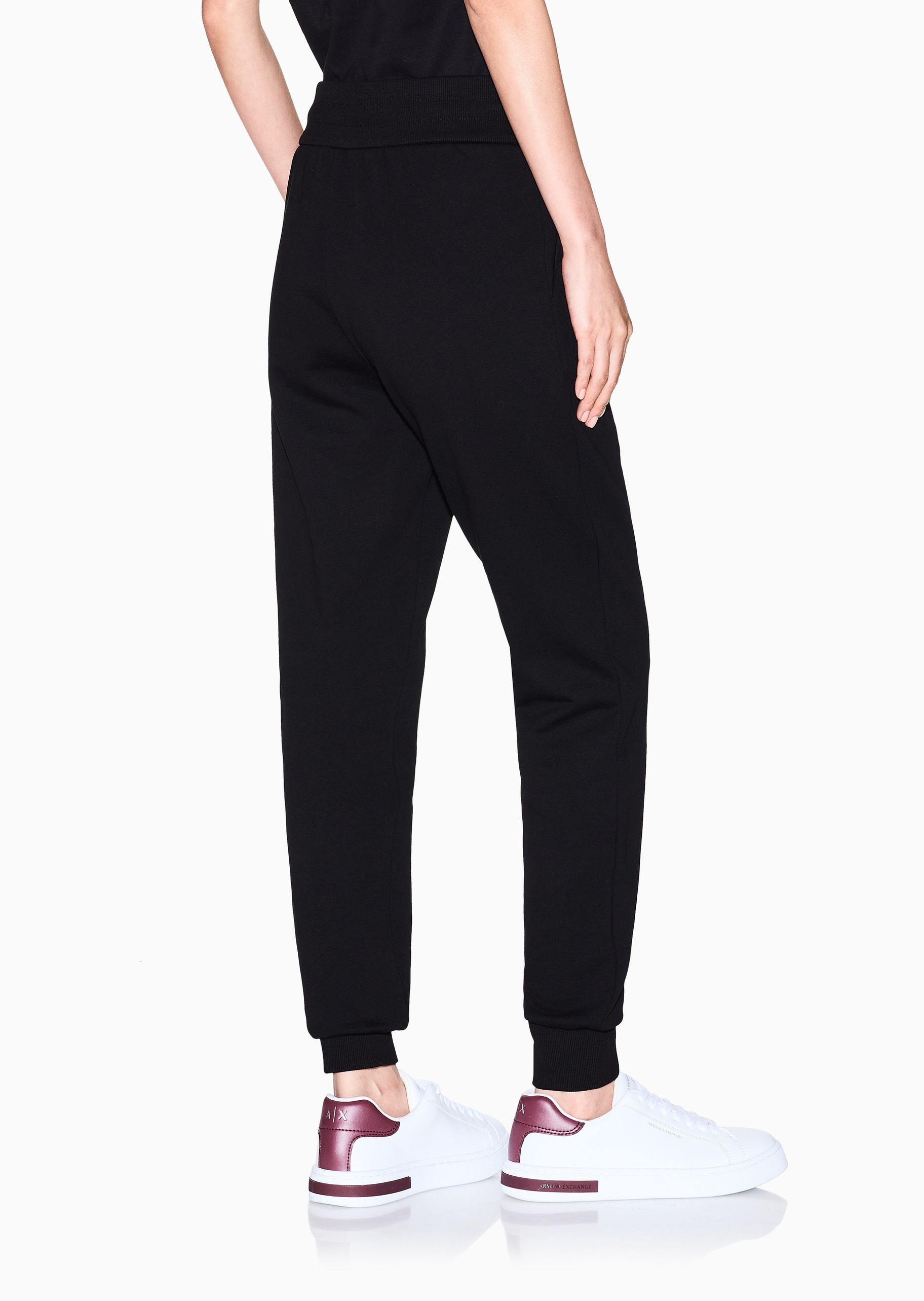 ARMANI EXCHANGE 女士全棉合身系带长款锥形束脚重磅慢跑卫裤