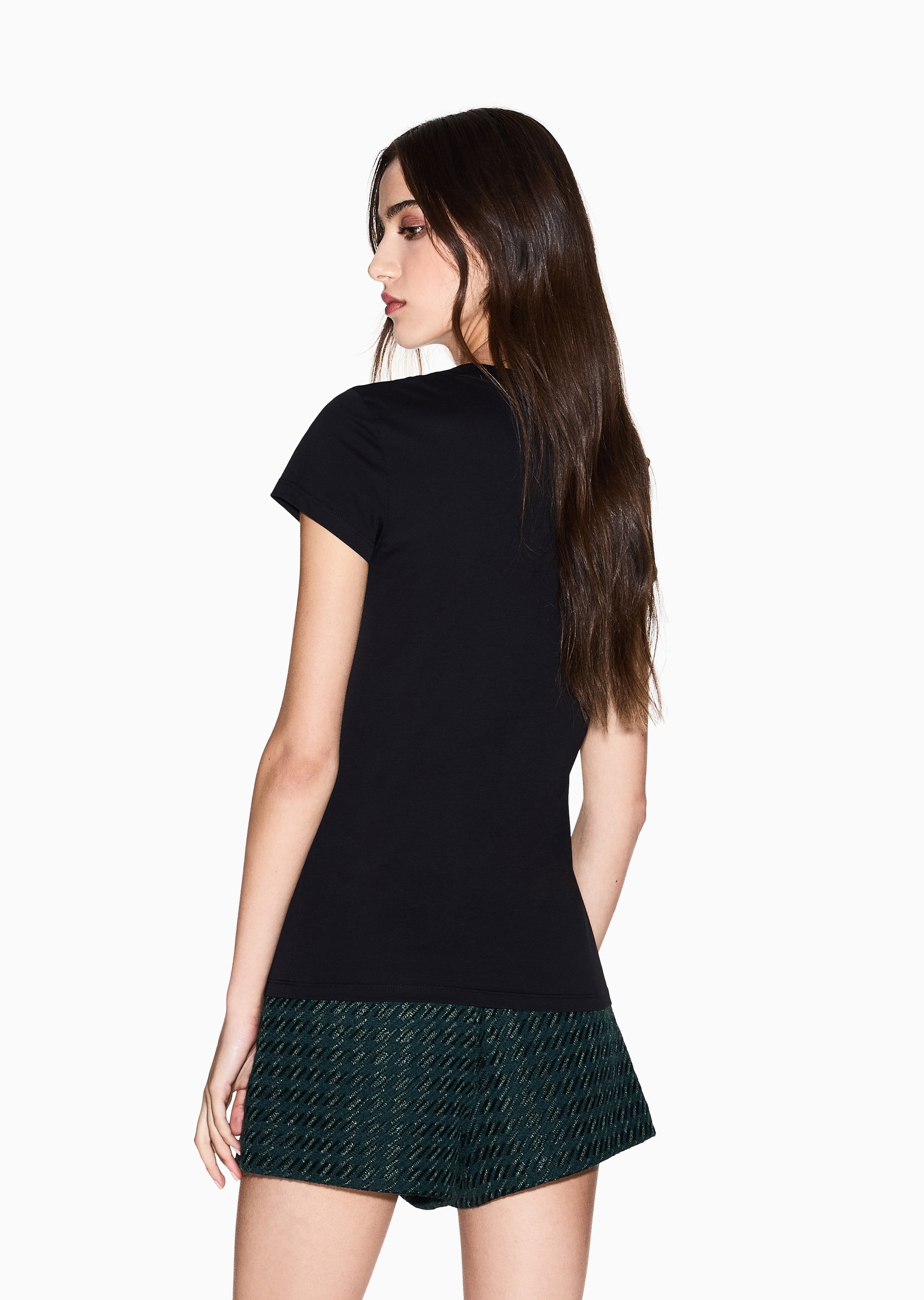 ARMANI EXCHANGE 女士全棉修身短袖圆领LOGO印花轻薄T恤