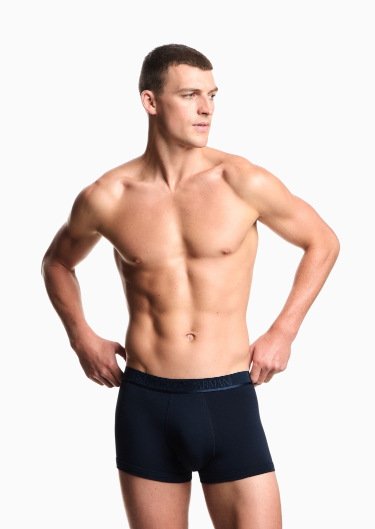 Emporio Armani 男士纯棉弹力平角三条装徽标饰边内裤套装