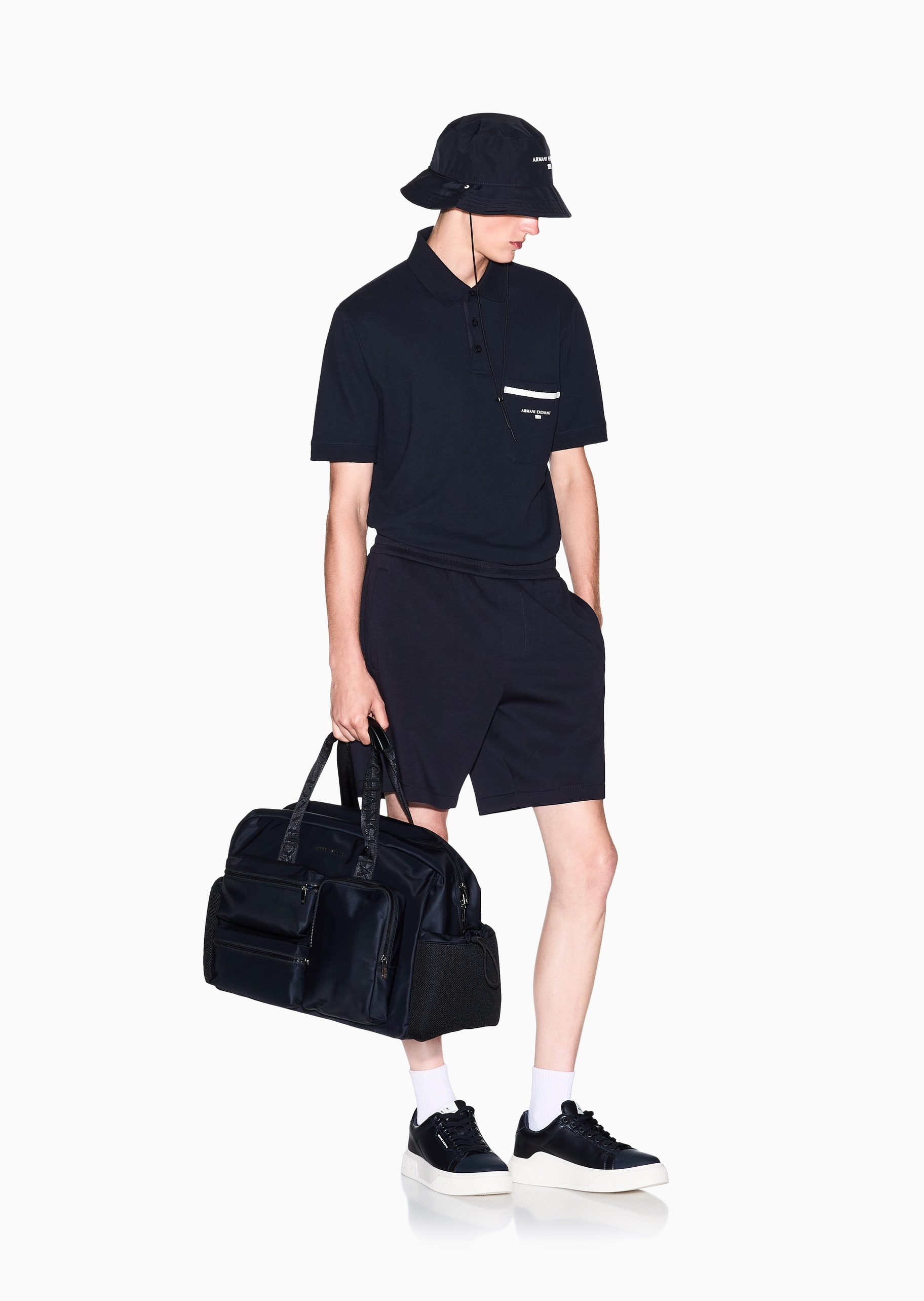 ARMANI EXCHANGE 男士珠地纯棉短袖翻领Polo衫