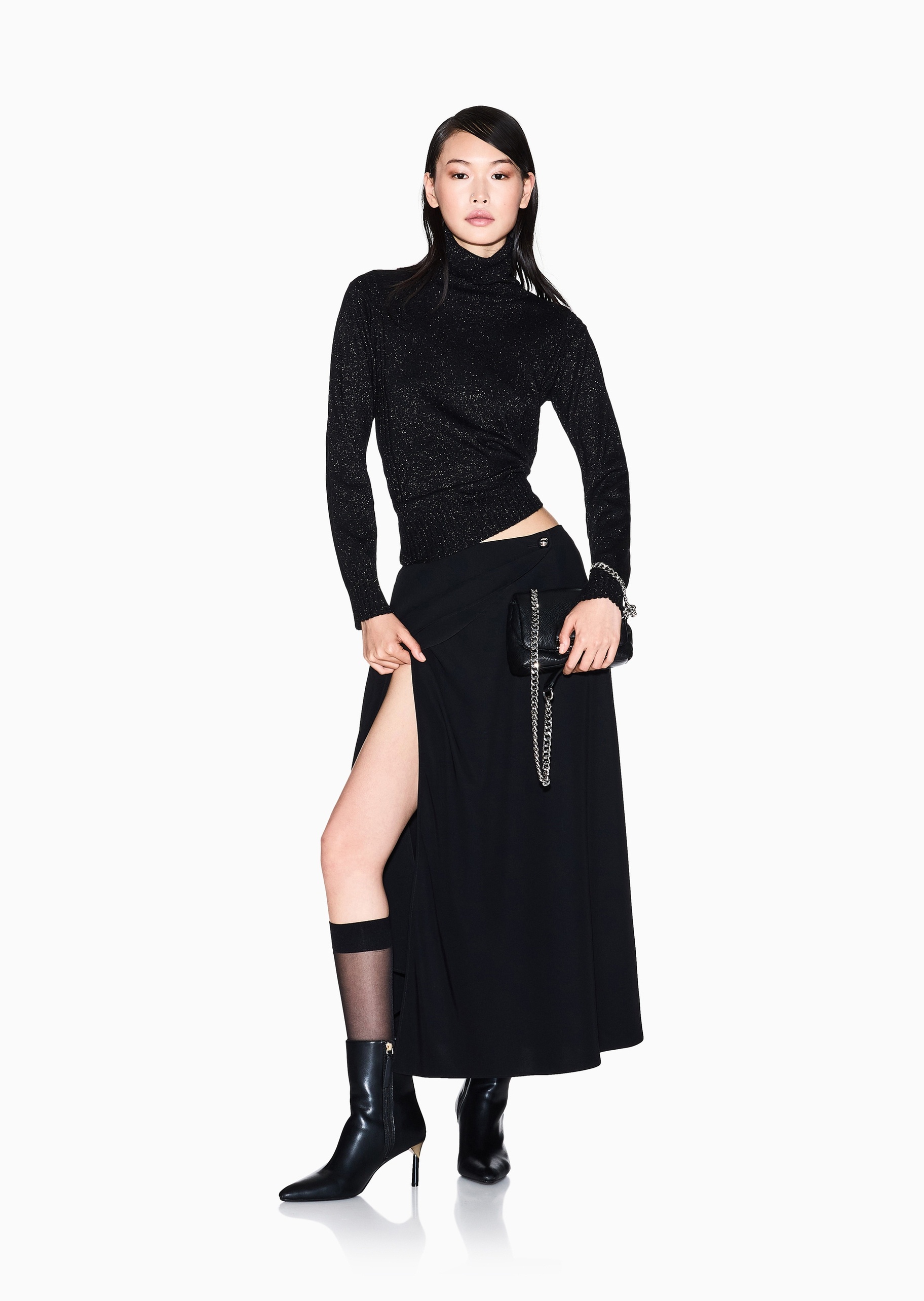 ARMANI EXCHANGE 女士高领羊毛混纺老钱风套头针织毛衣