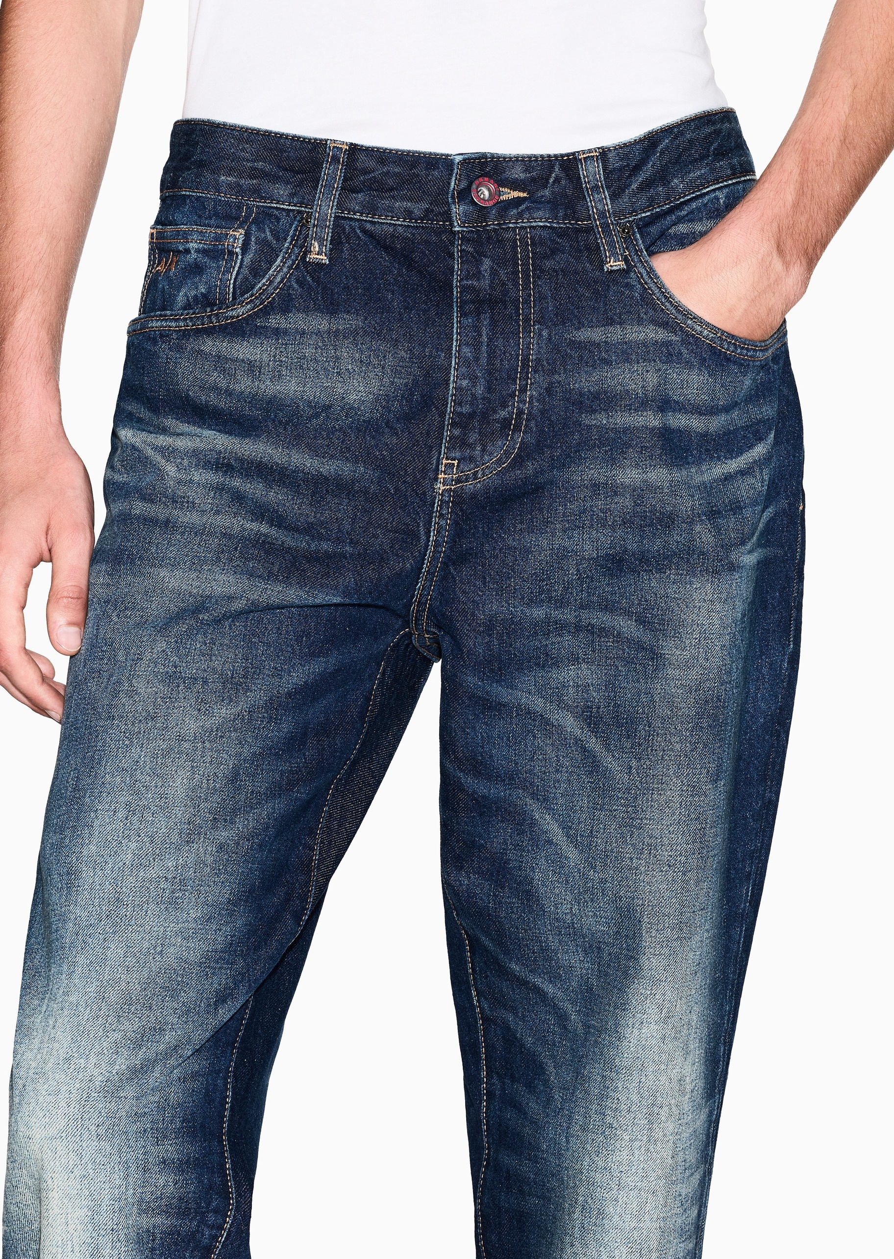 ARMANI EXCHANGE 男士直筒纯棉复古休闲水洗牛仔裤长裤