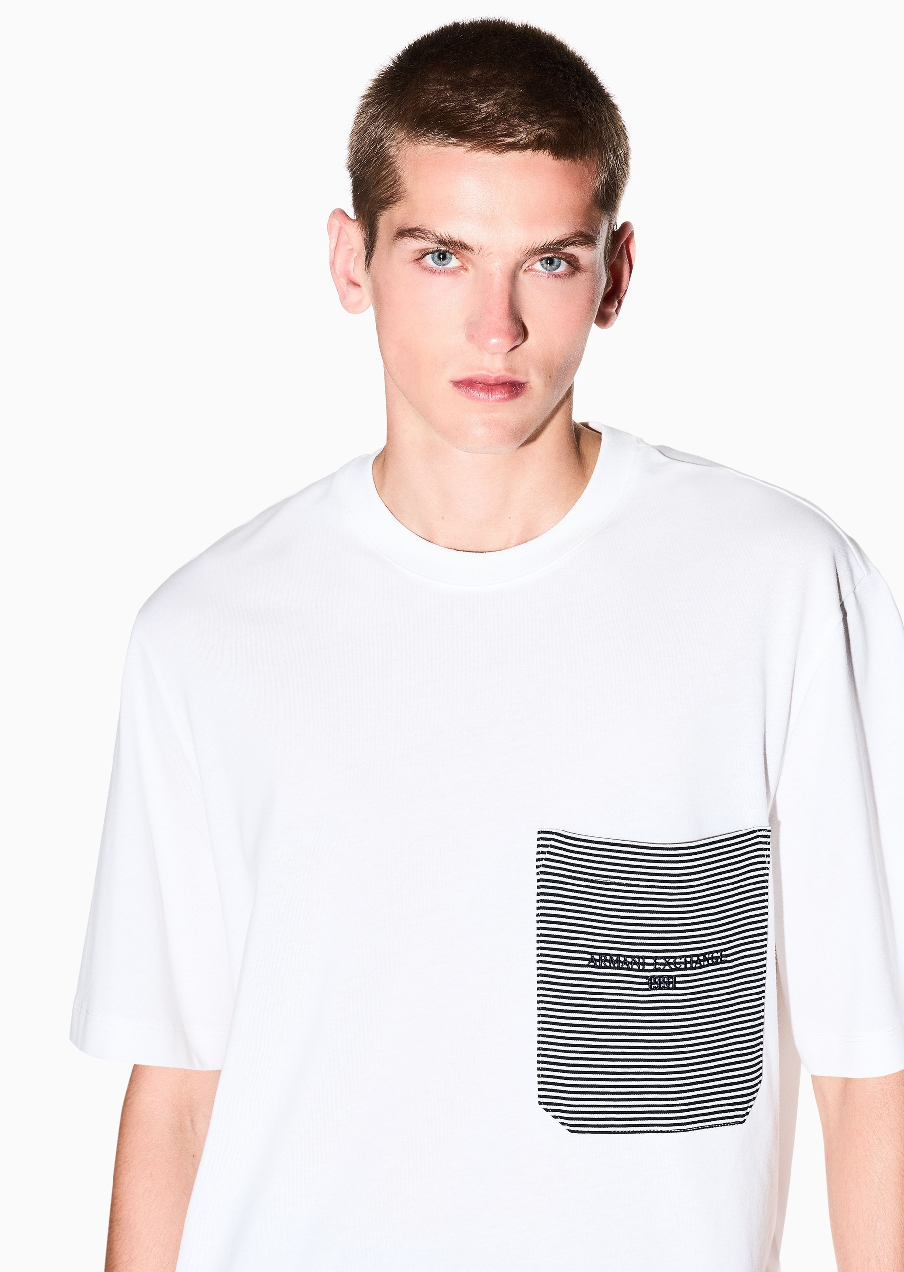 ARMANI EXCHANGE 男士纯棉宽松短袖圆领正肩撞色轻薄T恤