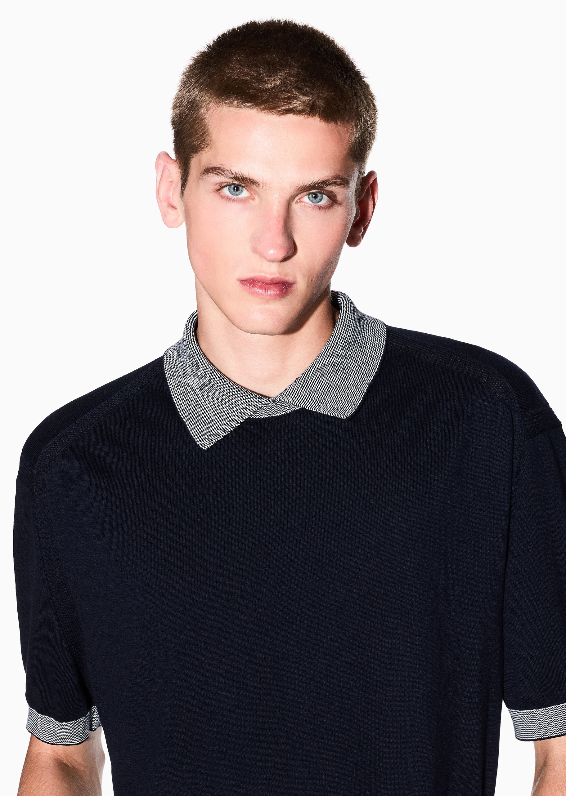 ARMANI EXCHANGE 男士翻领休闲纯棉短袖套头Polo针织衫