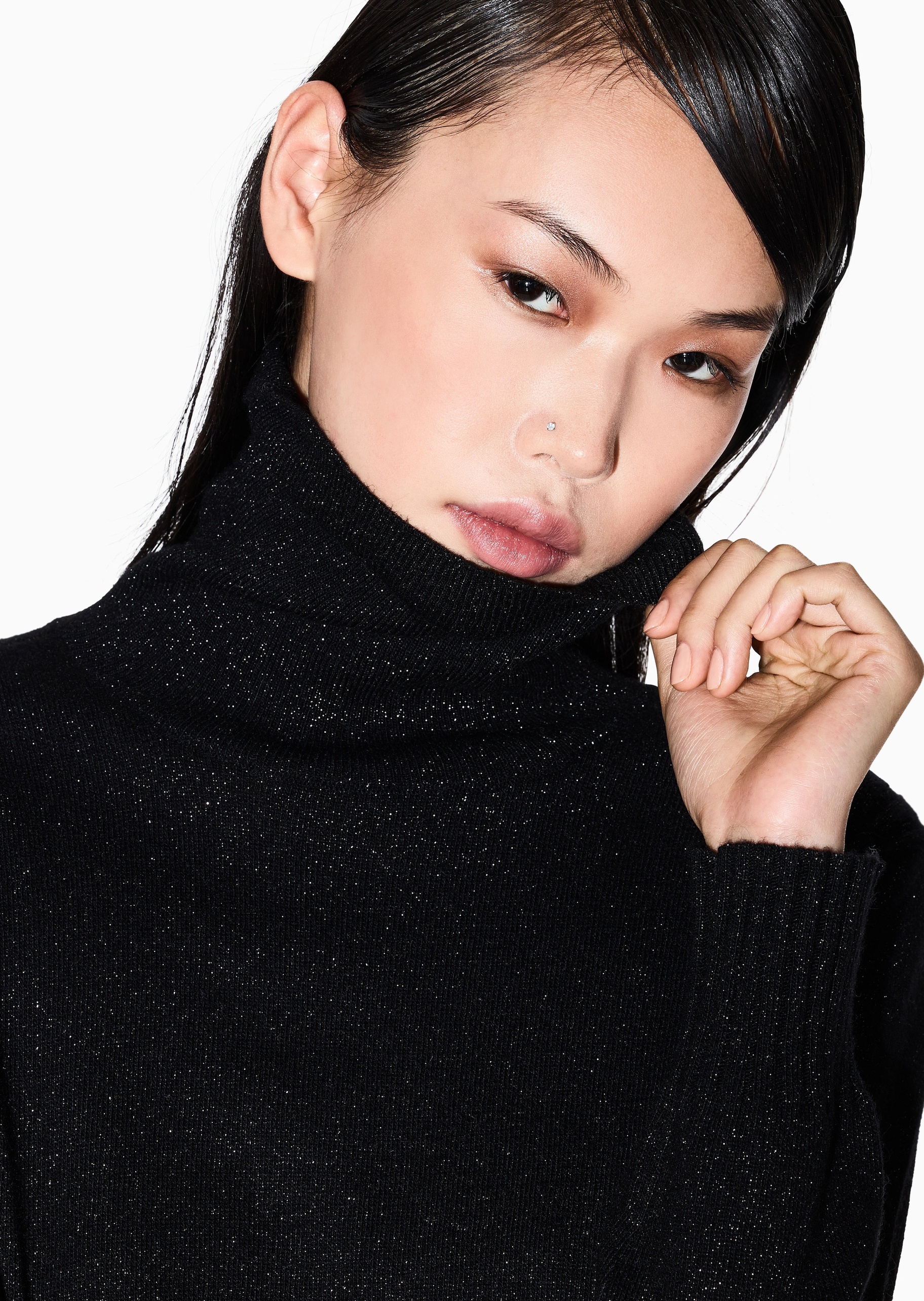 ARMANI EXCHANGE 女士高领羊毛混纺老钱风套头针织毛衣