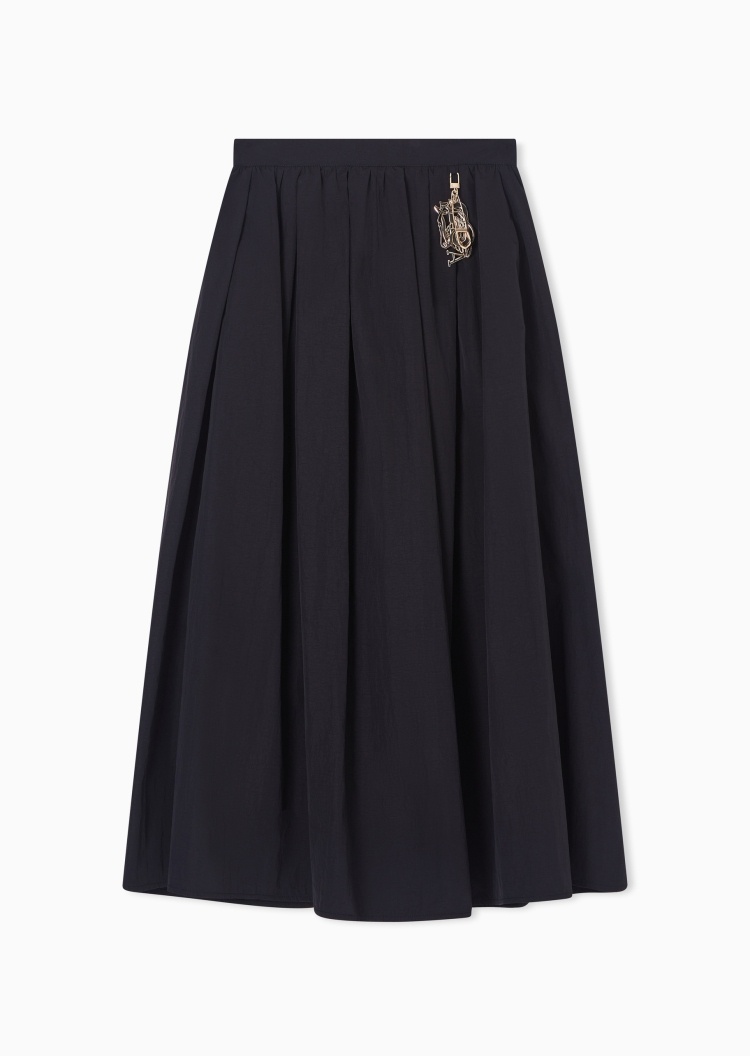 Emporio Armani 女士长款伞形褶裥纯色优雅时尚半身裙