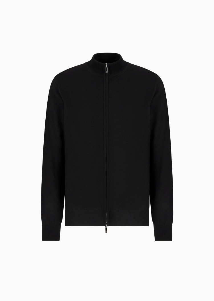 Giorgio Armani 男士半高立领山羊绒拉链针织毛衣开衫