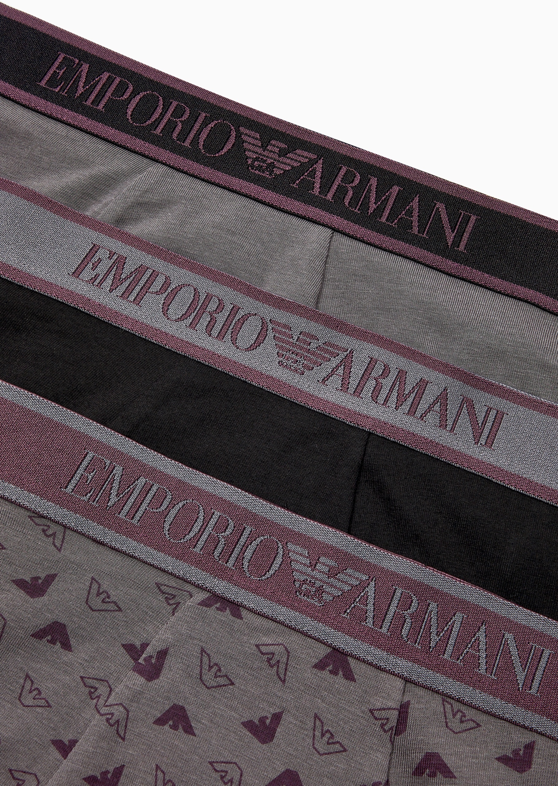 Emporio Armani 男士纯棉弹力合身平角三条装内裤套装