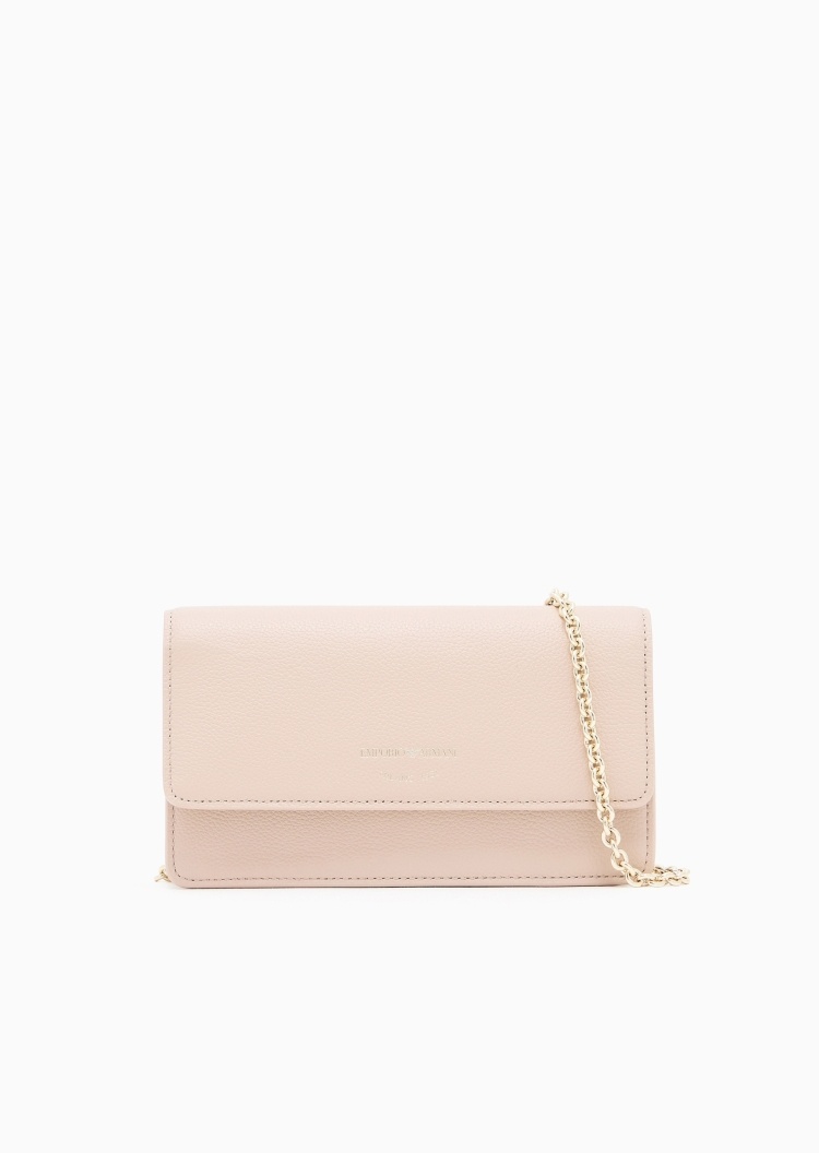 Emporio Armani 女士牛皮革翻盖横款可拆链条斜挎单肩迷你包