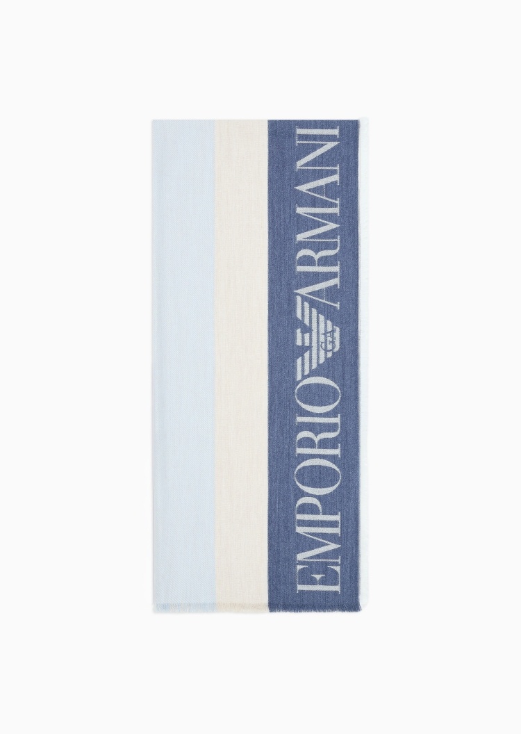 Emporio Armani 女士长方形短穗边竖条纹提花披肩