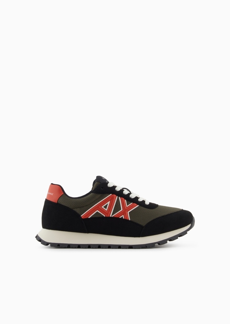 ARMANI EXCHANGE 男士系带低帮字母贴片复古跑步休闲鞋