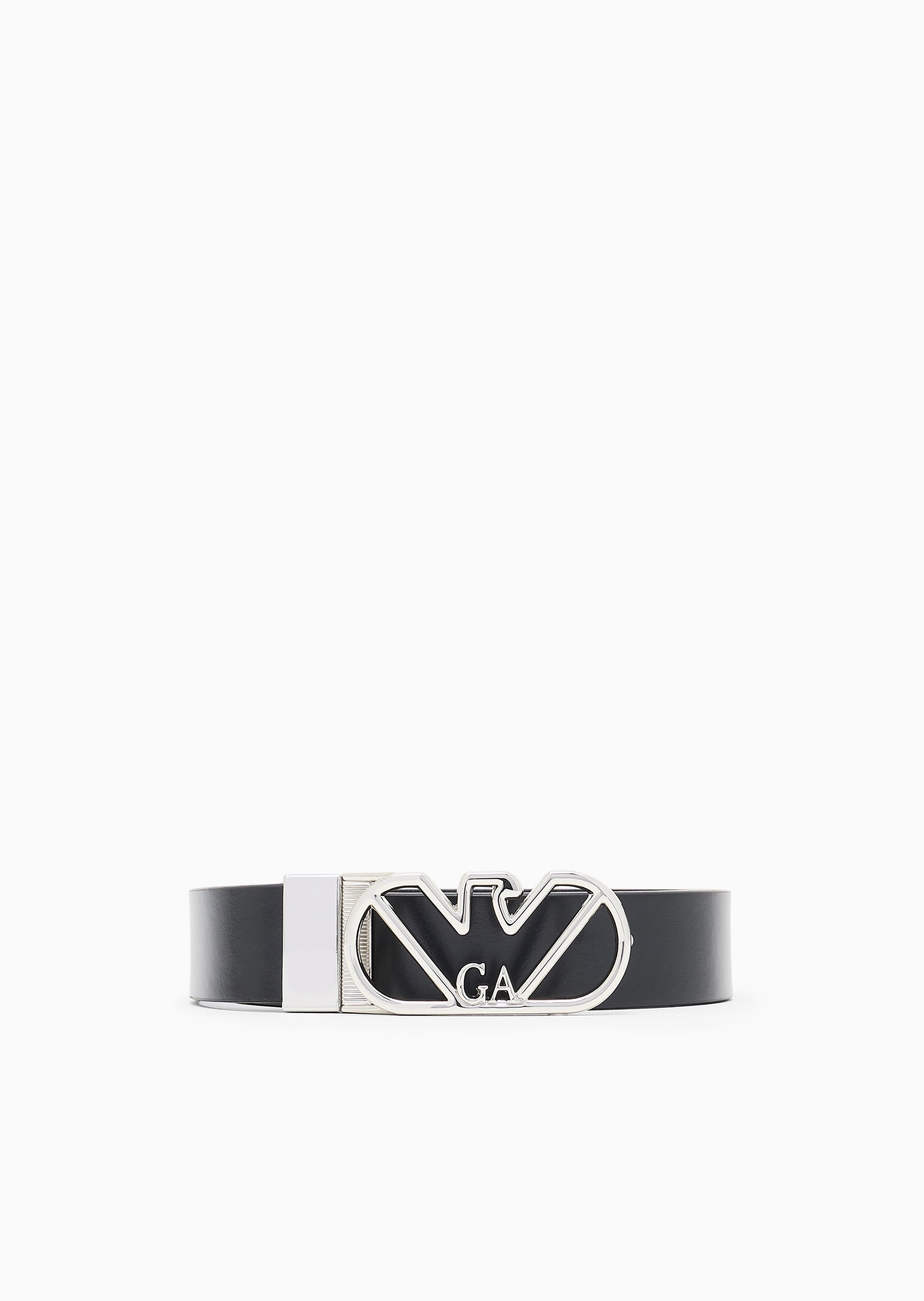 Emporio Armani 女士牛皮革双面两用经典鹰标板扣腰带