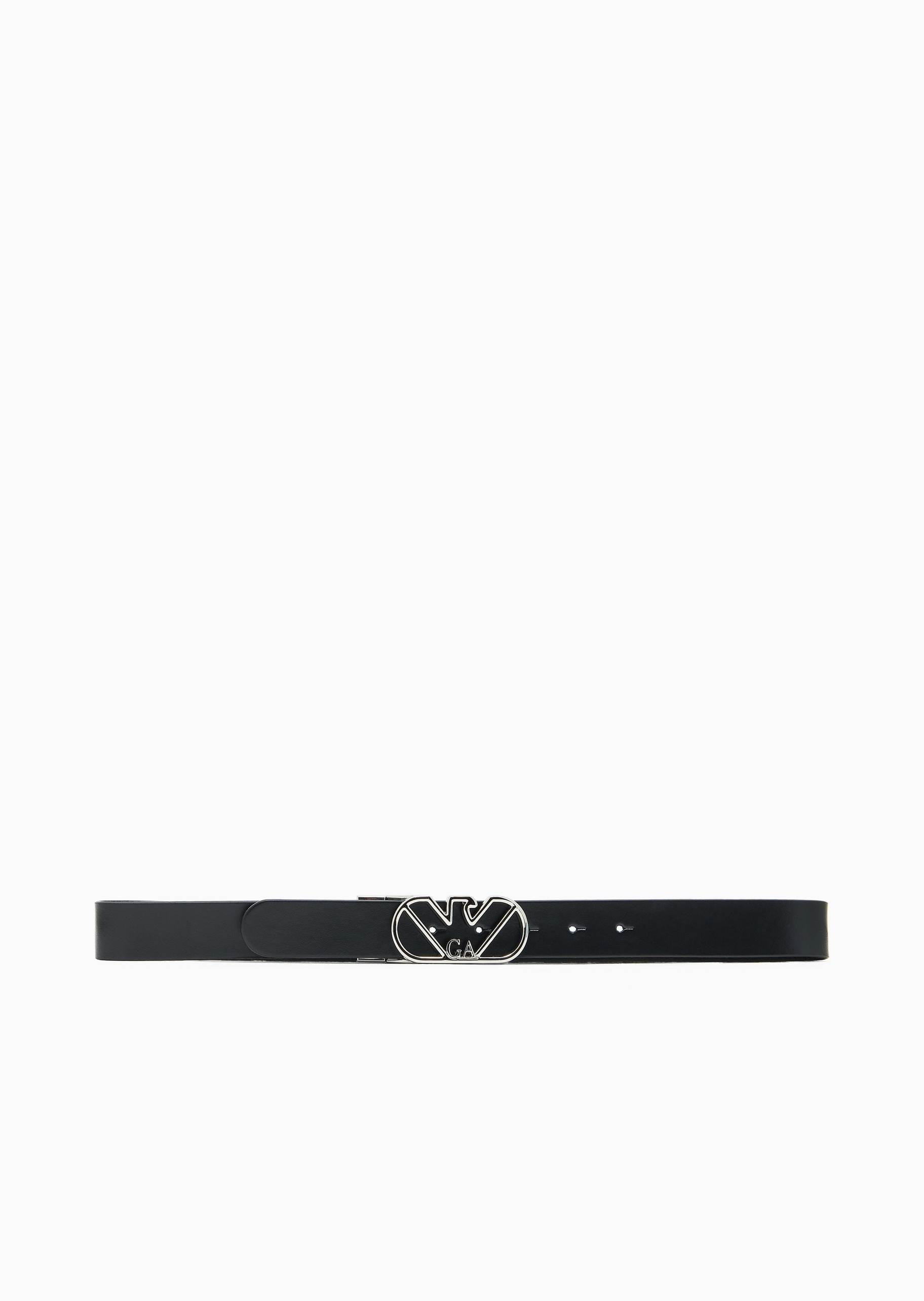 Emporio Armani 女士牛皮革双面两用经典鹰标板扣腰带
