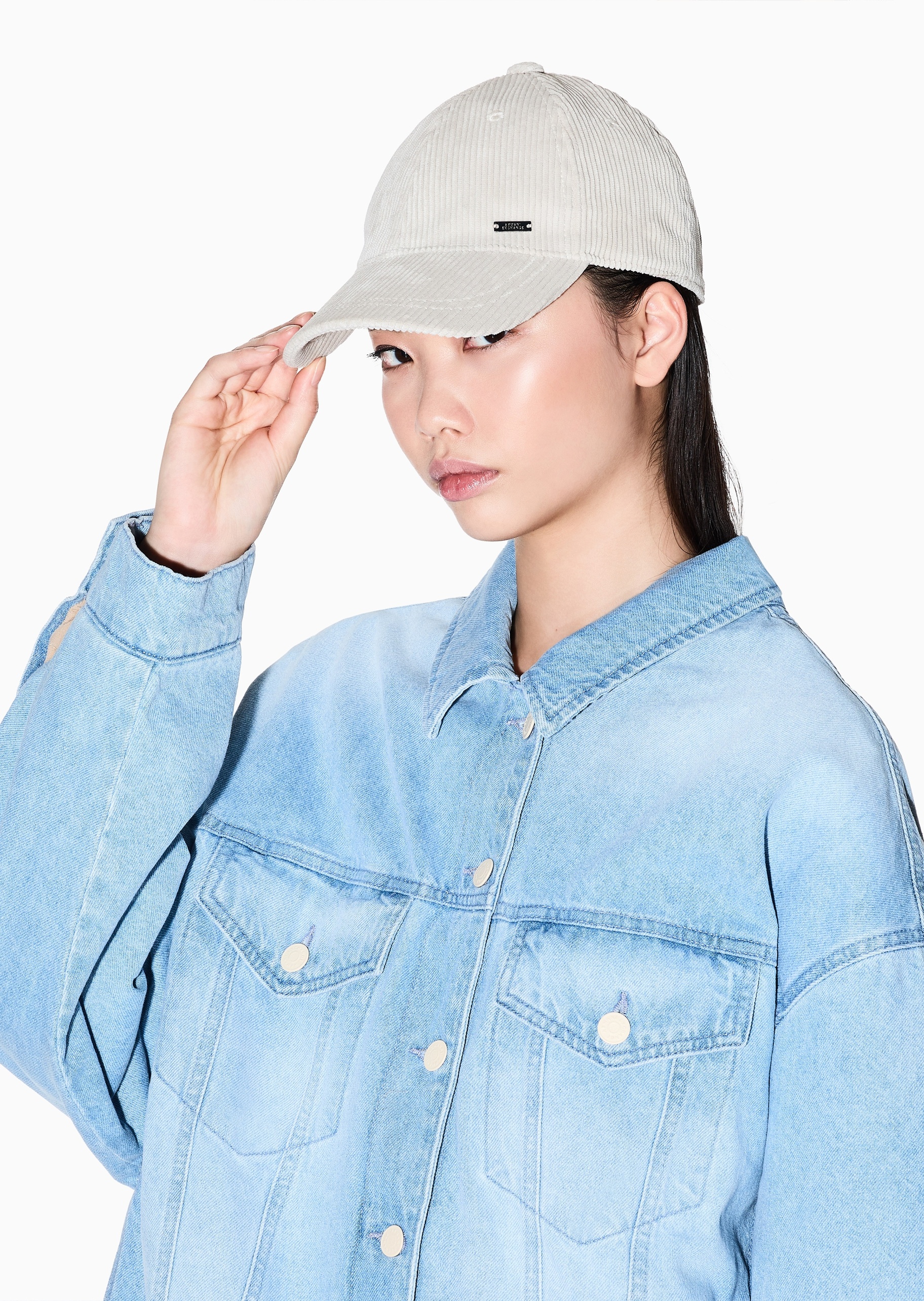 ARMANI EXCHANGE 女士排扣圆顶弯檐纯色休闲棒球帽