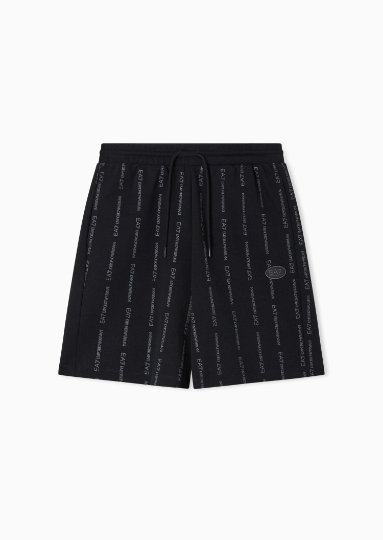 EA7 男士系带腰直筒满印运动百慕大短裤