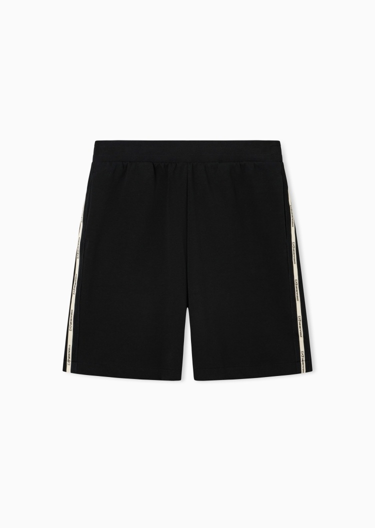 EA7 男士松紧腰直筒标识饰带百慕大短裤