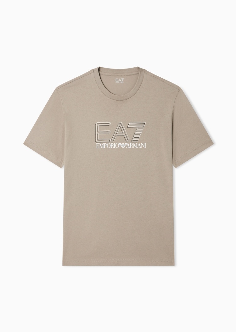 EA7 男士纯棉合身短袖圆领印花运动T恤