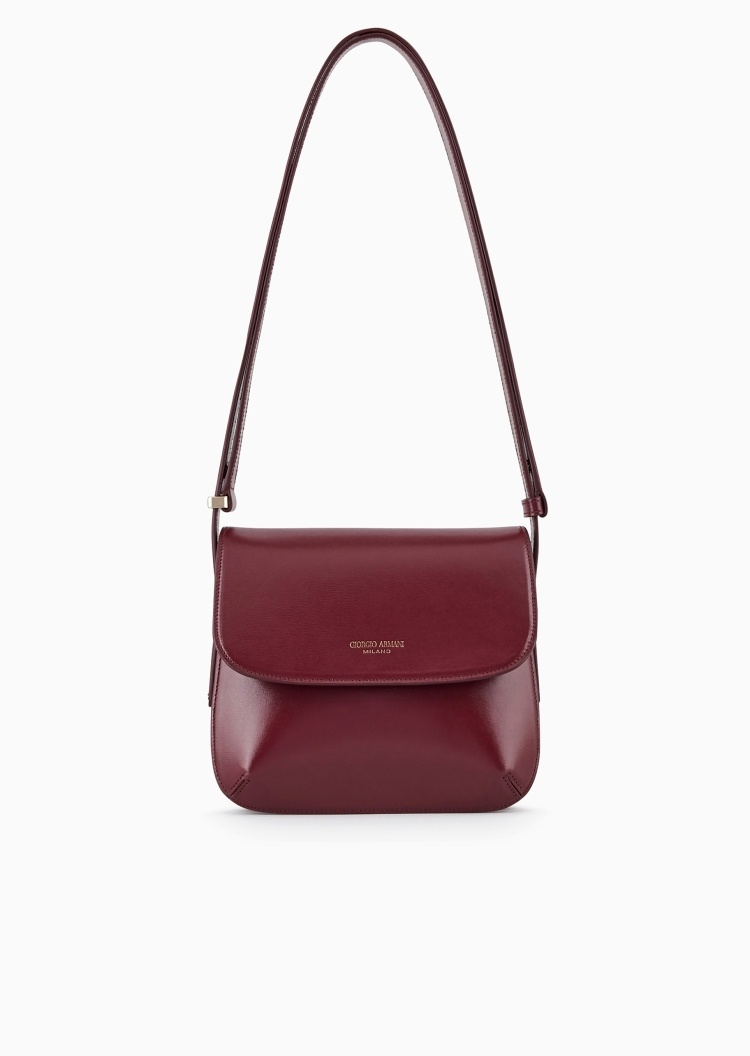 Giorgio Armani 女士牛皮革休闲商务通勤翻盖单肩斜挎包