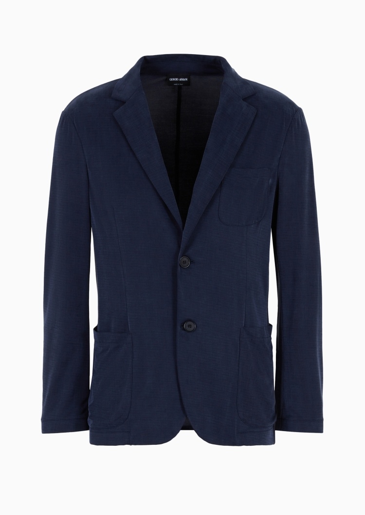 Giorgio Armani 男士合身长袖平驳领单排扣秀场同款西装外套