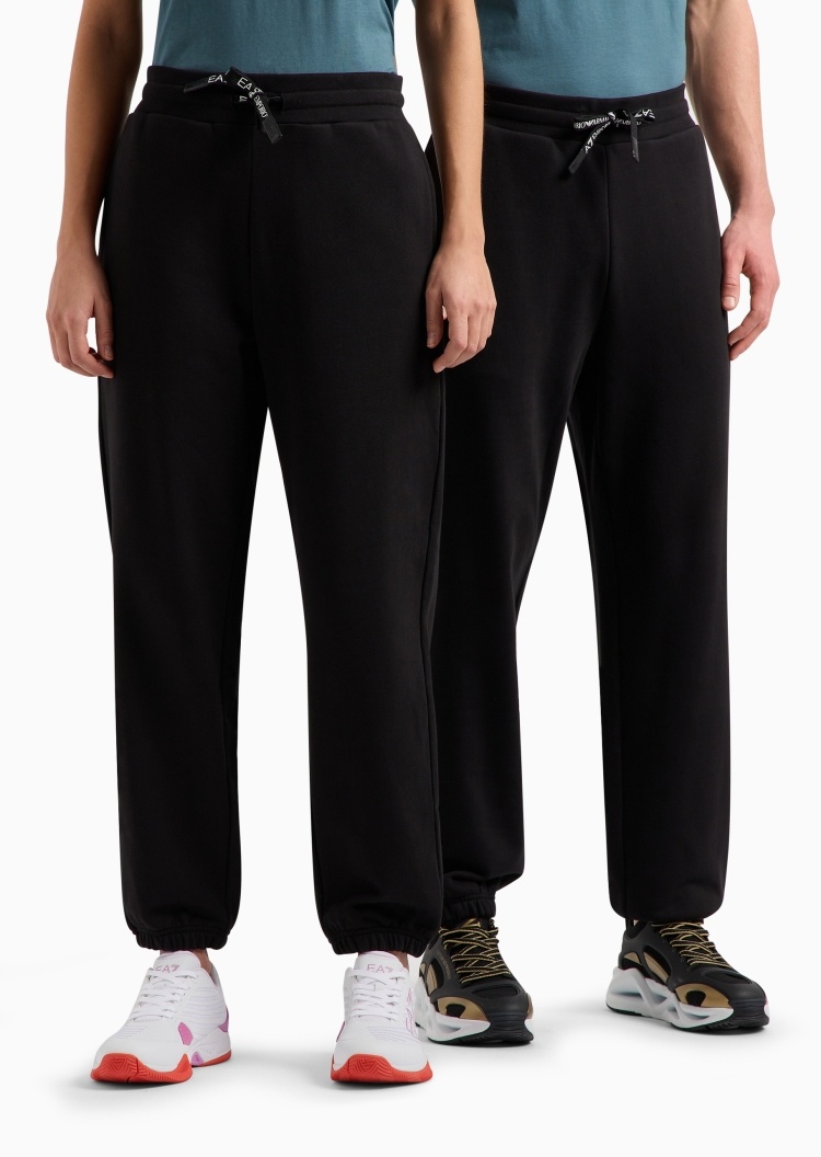 EA7 男女同款全棉宽松系带腰束脚健身训练卫裤