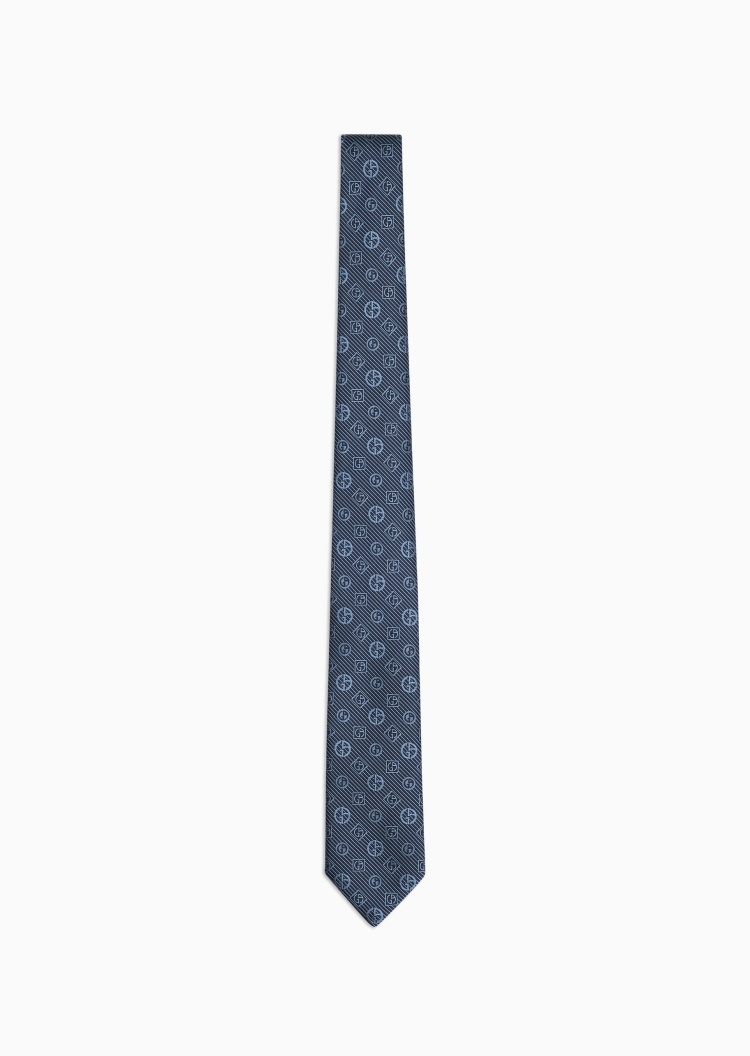 Giorgio Armani 男士桑蚕丝手打箭头型通体提花时尚领带