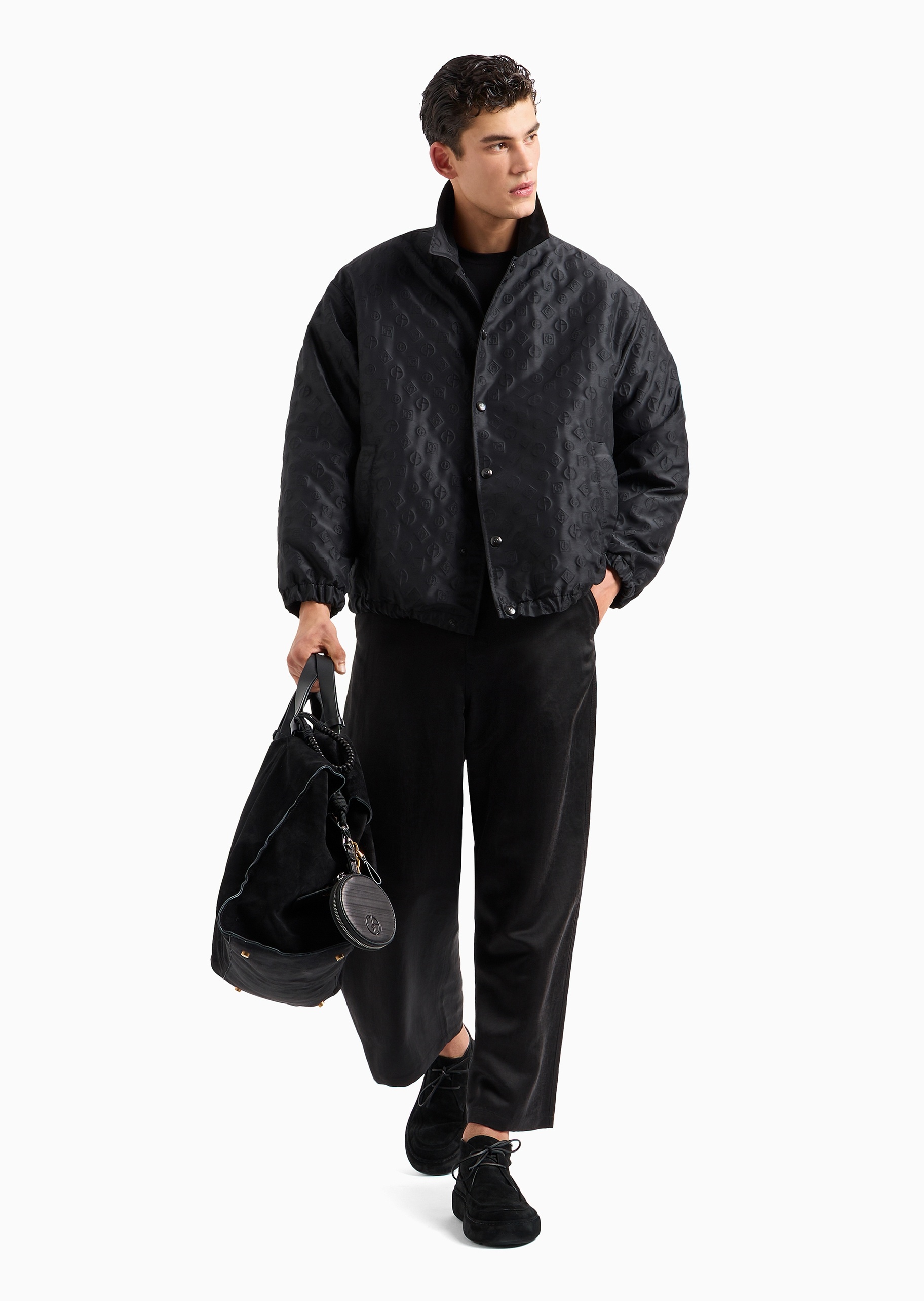 Giorgio Armani 男士全棉宽松短袖圆领落肩经典纯色T恤