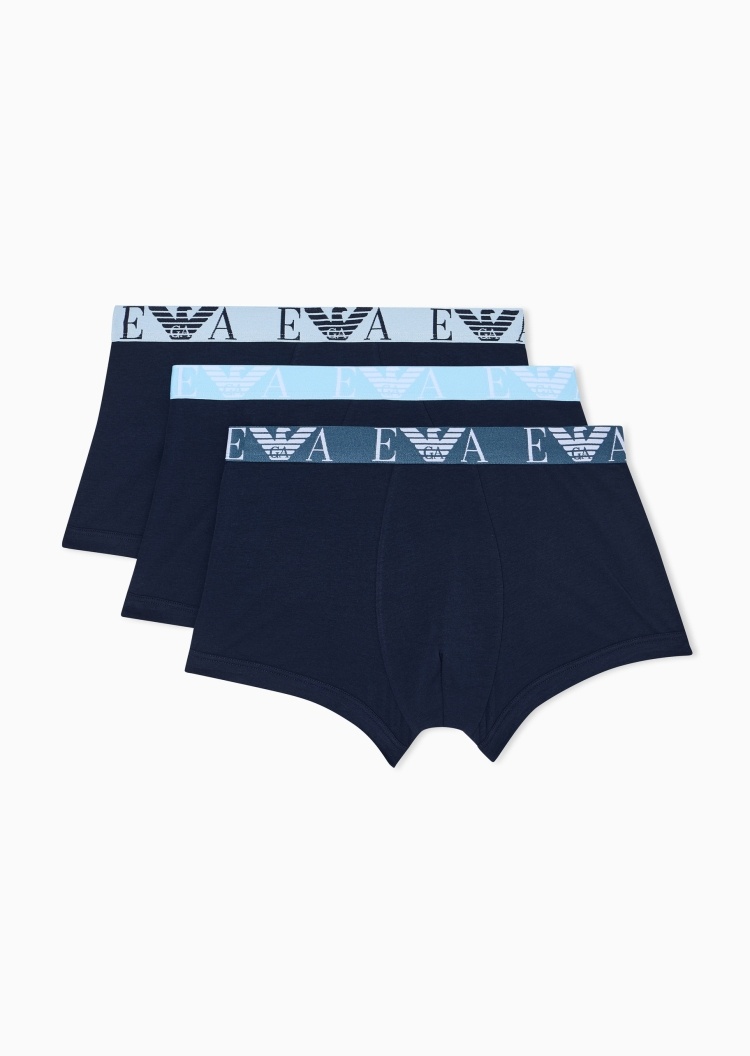 Emporio Armani 男士纯棉平角三条装提花内裤套装