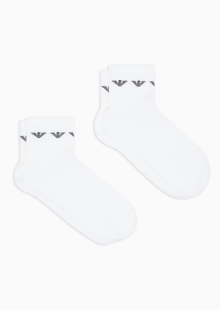 Emporio Armani 男士微弹短筒两双装鹰标提花袜子套装