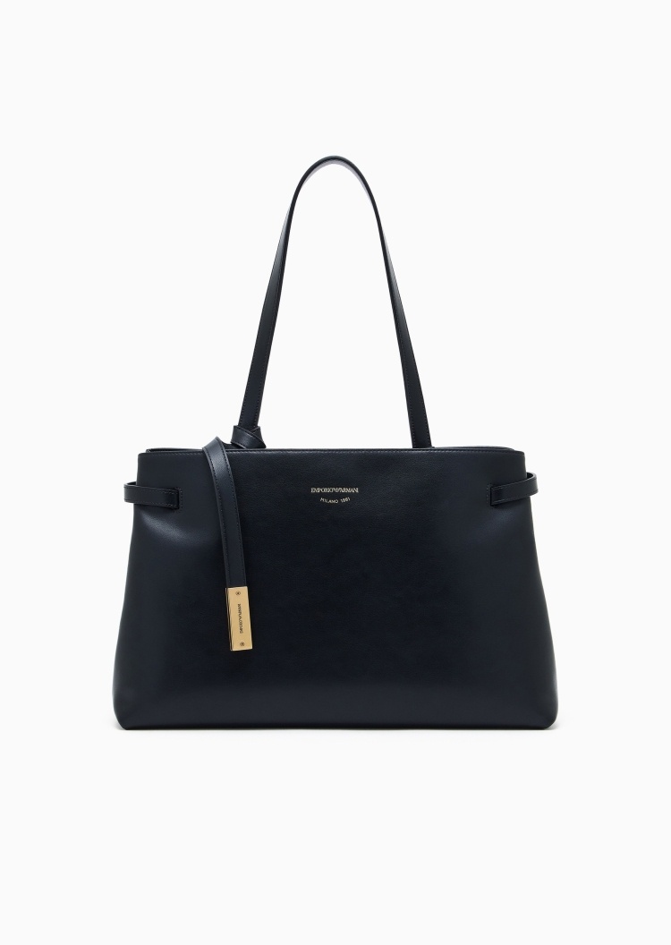 Emporio Armani 女士大容量磁扣梯形拉链内袋单肩通勤手提包