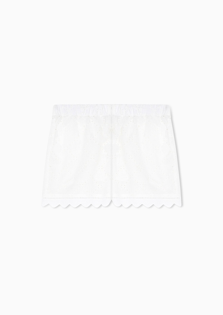 Emporio Armani 女士松紧腰直筒镂空花边家居短裤