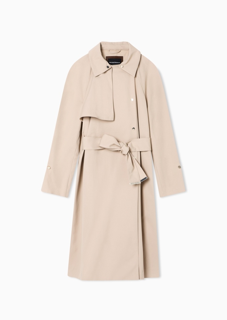 Emporio Armani 女士翻领老钱风配腰带风衣夹克外套