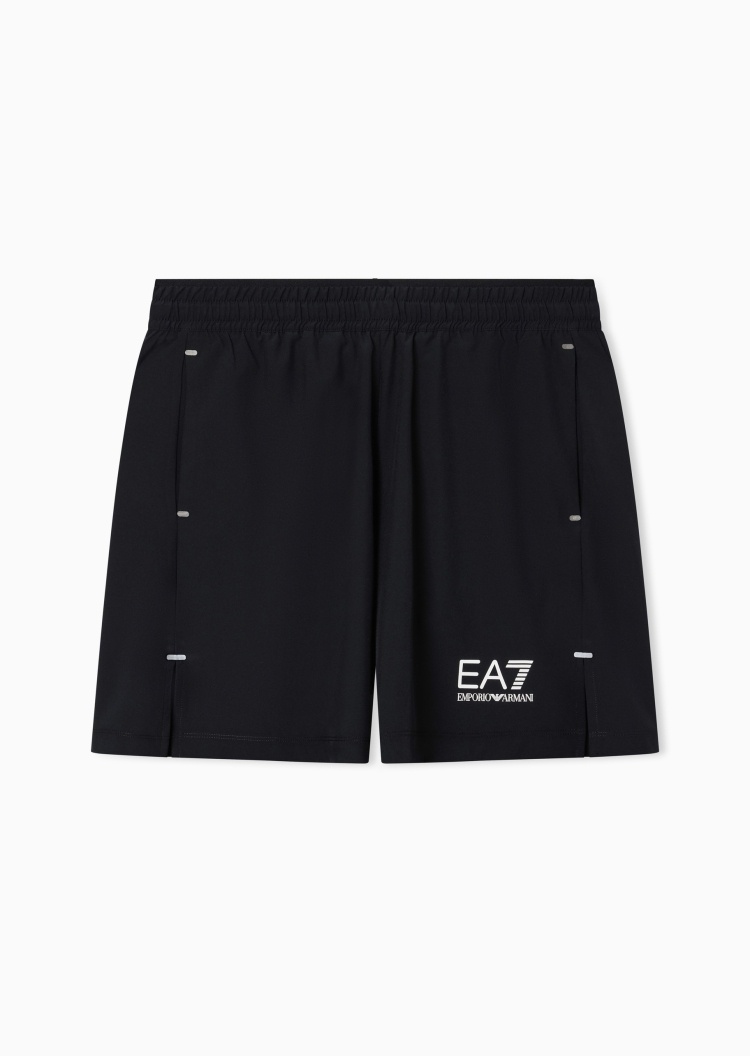 EA7 男士弹力松紧腰直筒印花网球短裤