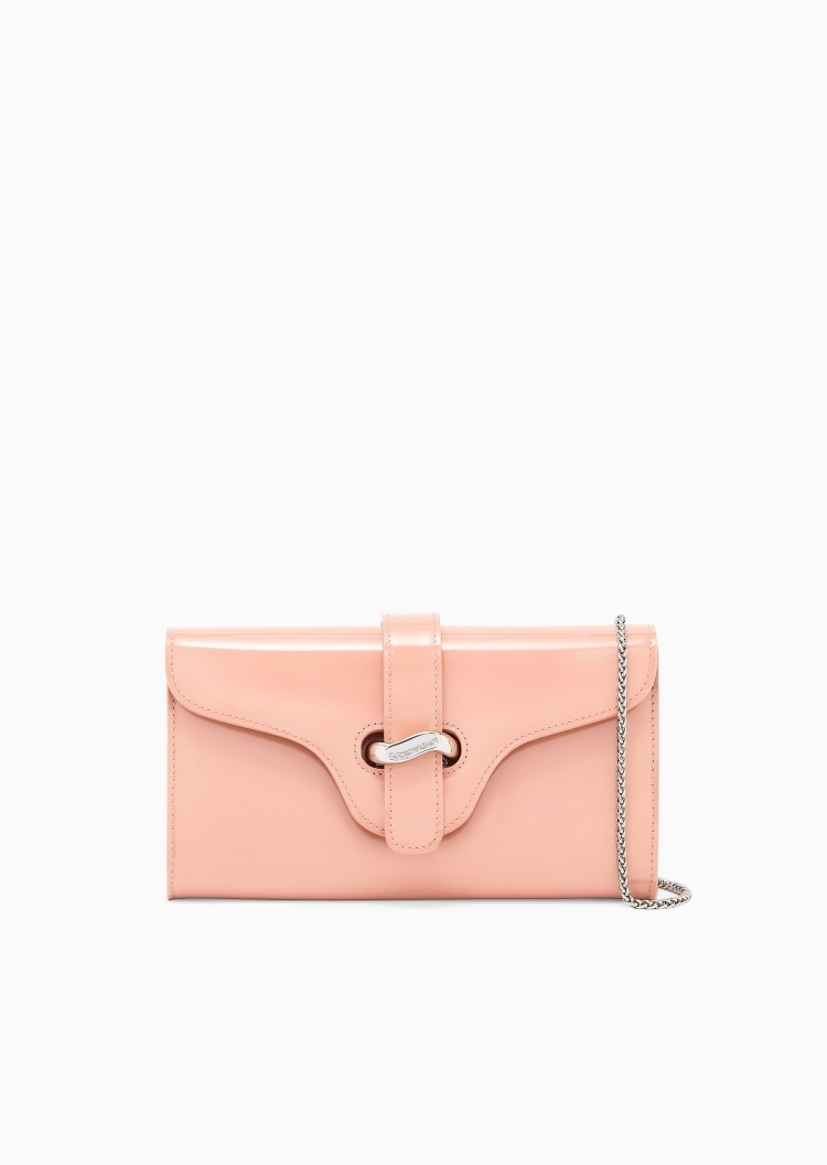 Emporio Armani 女士翻盖横款链条单肩斜挎手拿钱包