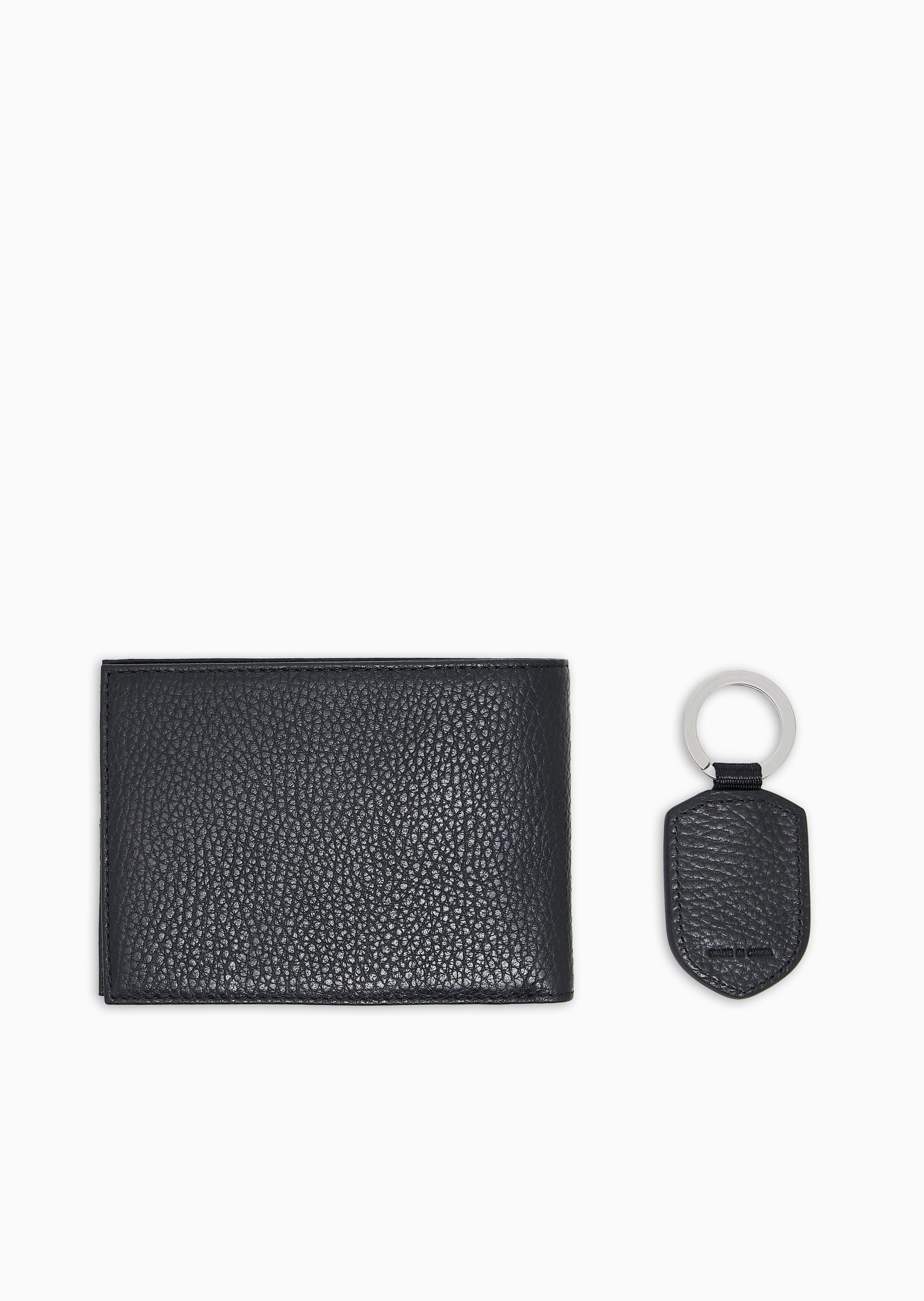 Emporio Armani 男士牛皮革对折短钱包钥匙扣手拿小皮具套装