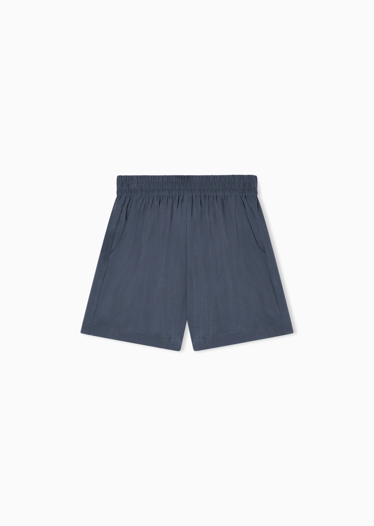 Emporio Armani 女士松紧腰直筒垂感纯色休闲秀场同款短裤