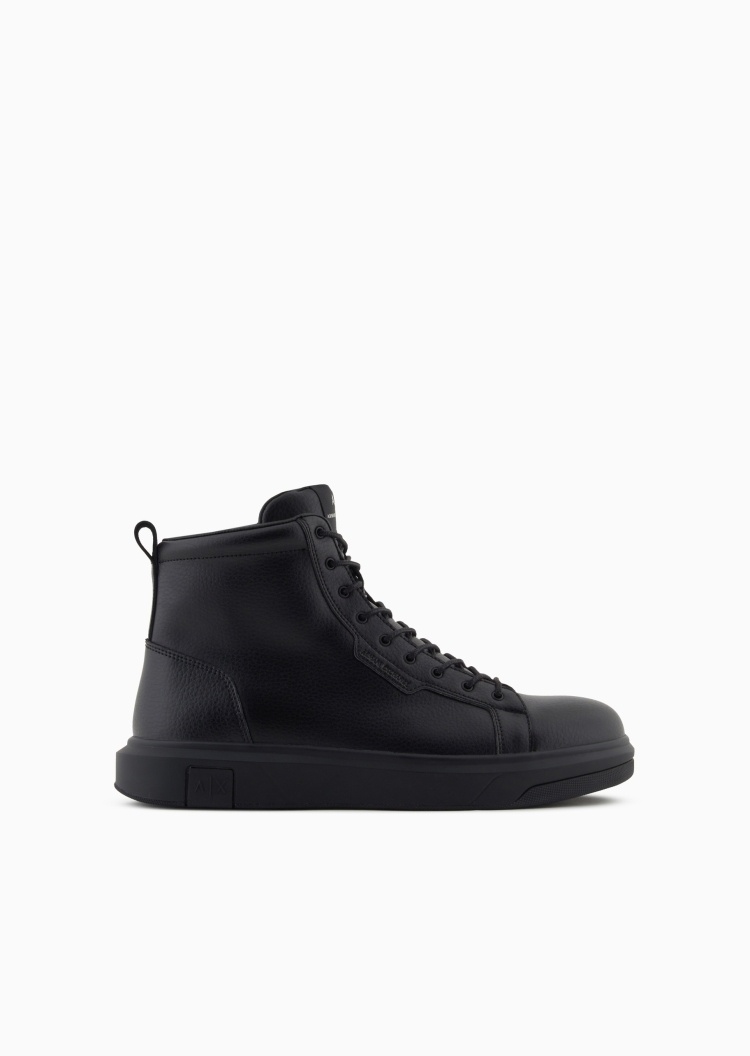 ARMANI EXCHANGE 男士系带高帮圆头纯色时尚运动鞋