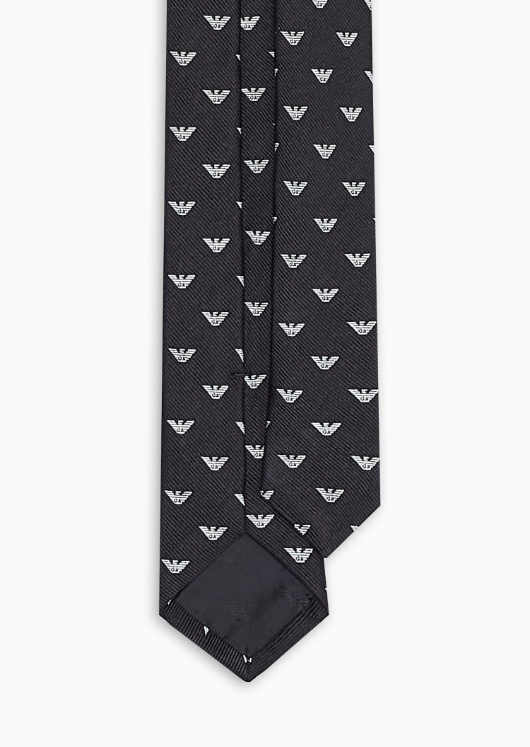 Emporio Armani 男士桑蚕丝箭头型通体鹰标提花领带