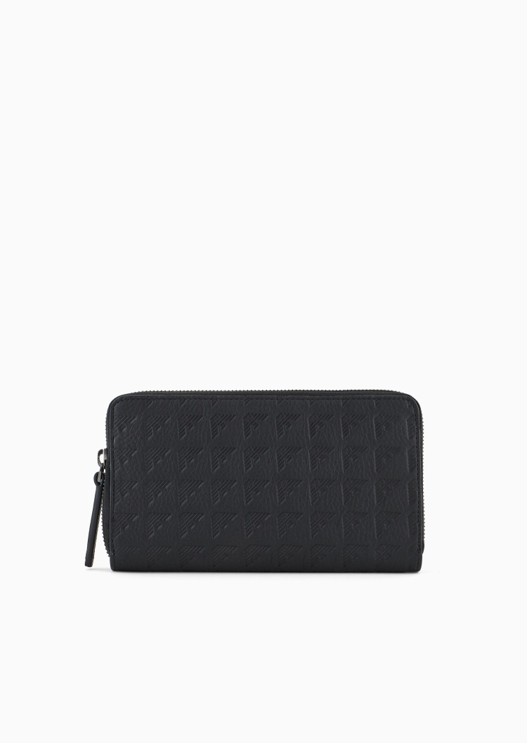 Emporio Armani 男士犊牛皮革拉链长款多卡位手拿钱包