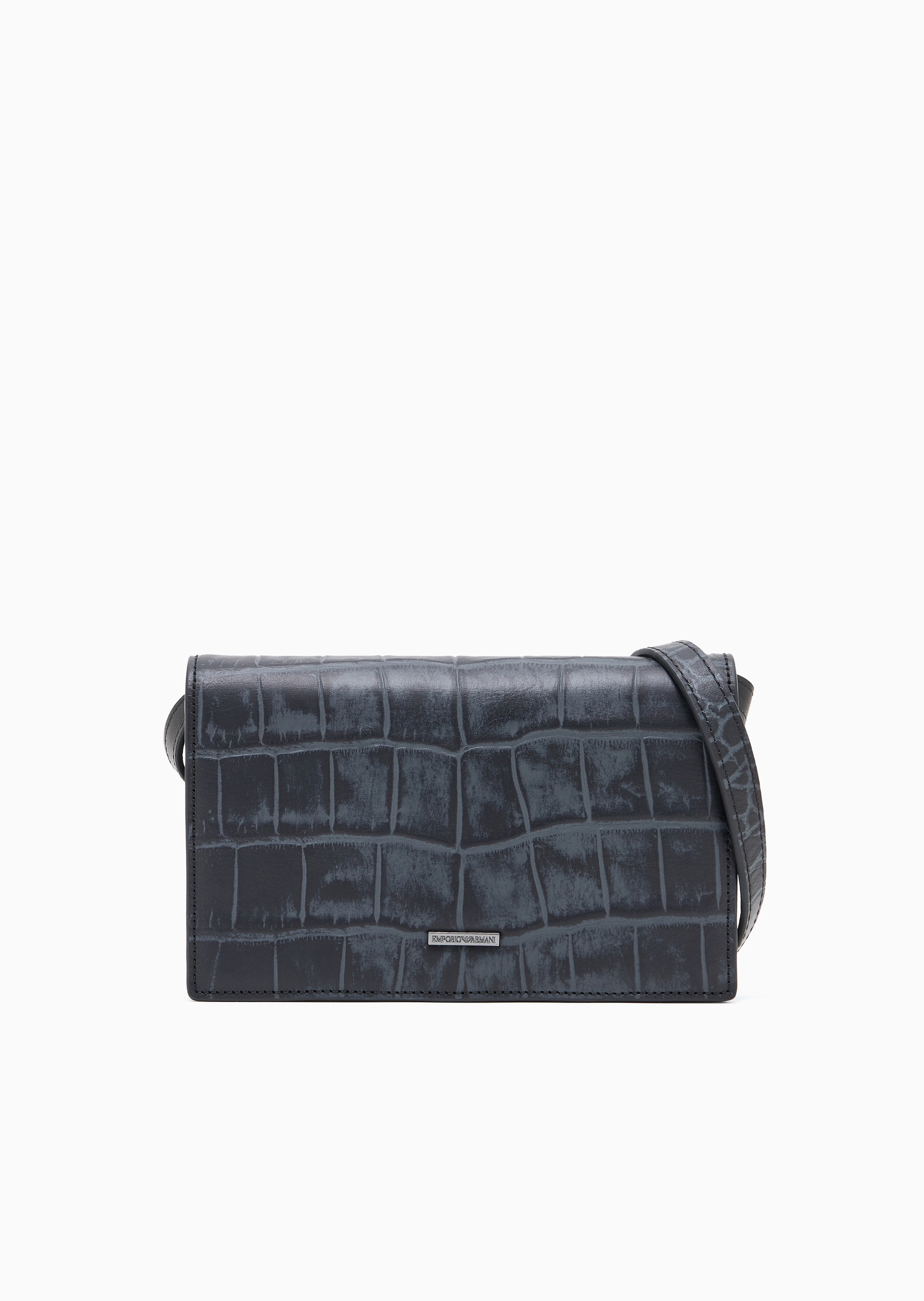 Emporio Armani 男士牛皮革翻盖商务通勤迷你斜挎包