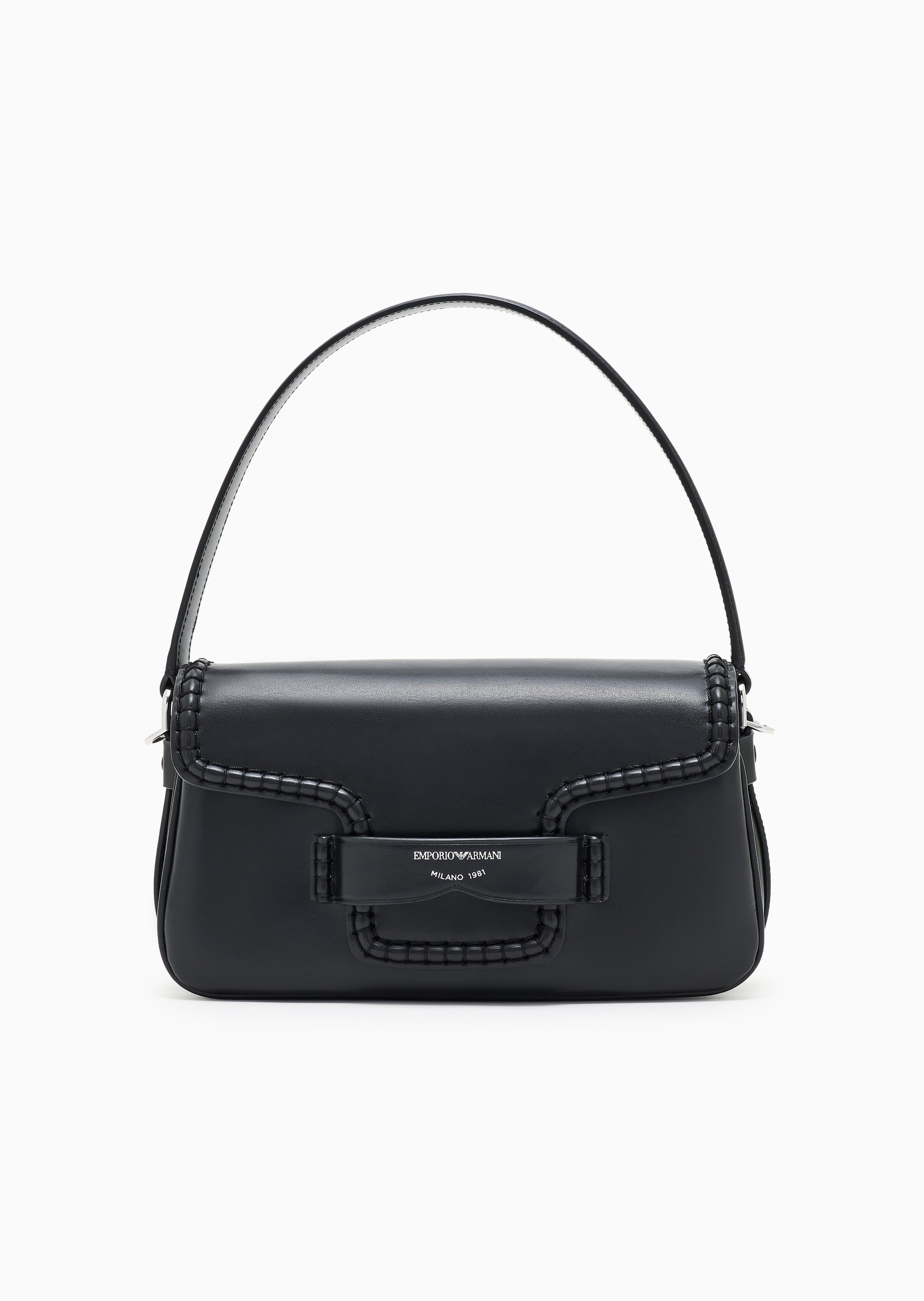 Emporio Armani 女士翻盖长方形拉链内袋手提单肩包