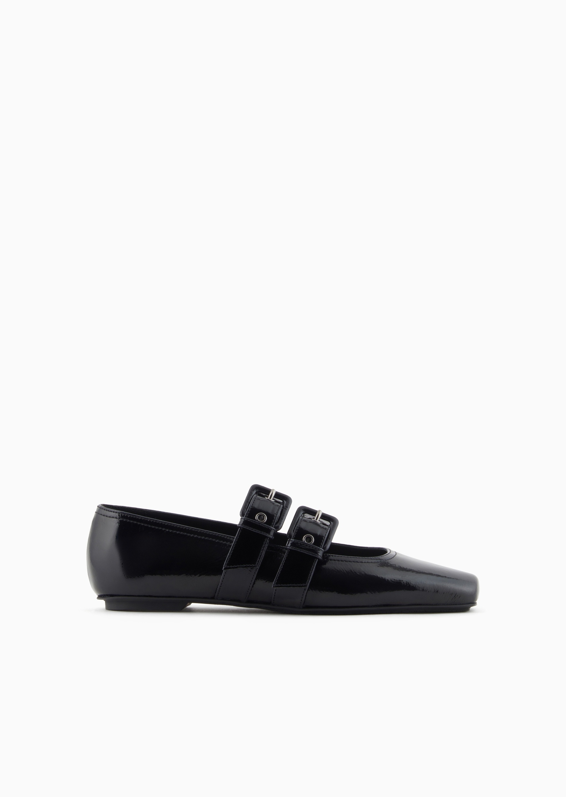 Emporio Armani 女士漆面牛皮通勤休闲玛丽珍平底鞋