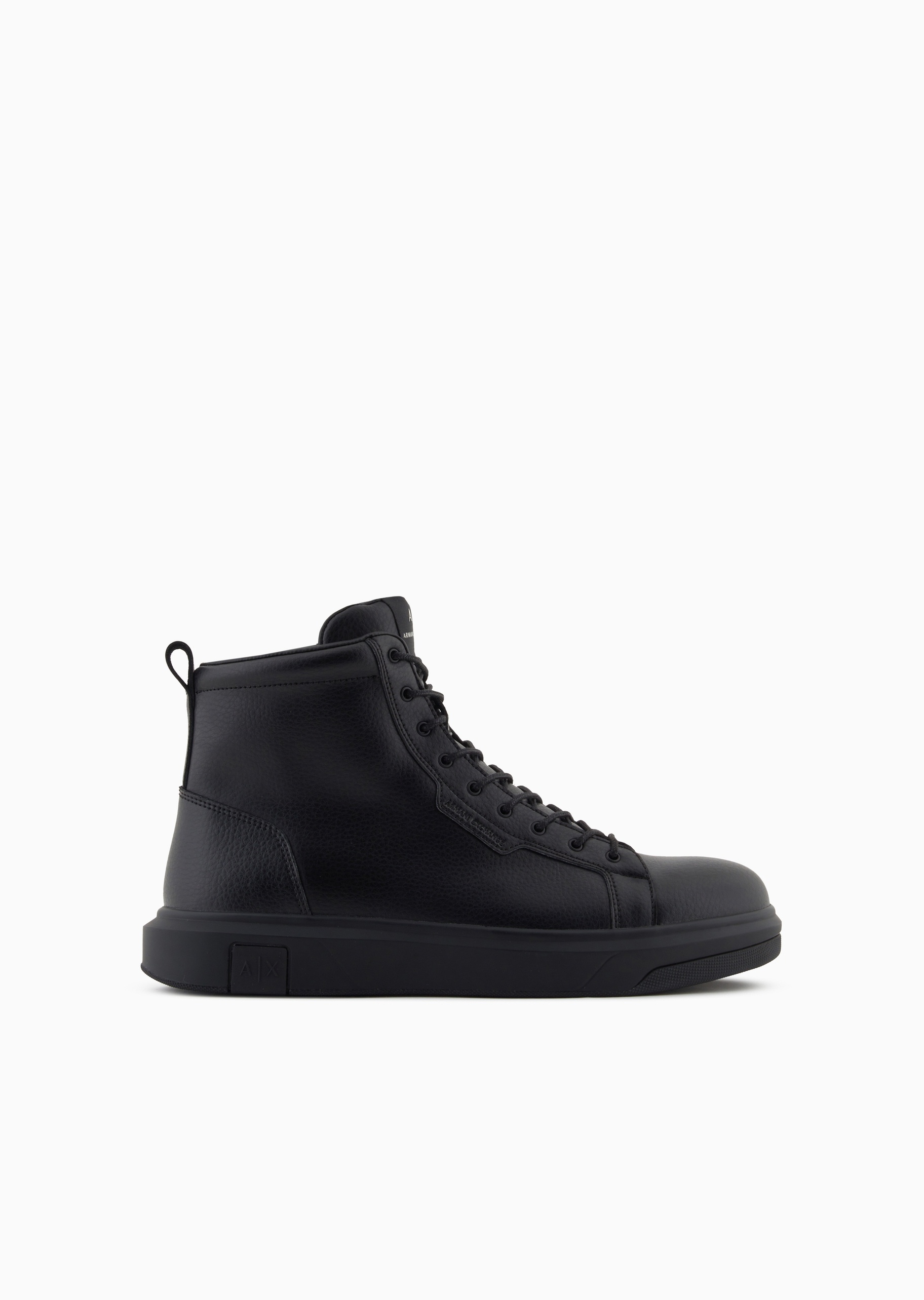 ARMANI EXCHANGE 男士系带高帮圆头纯色时尚运动鞋