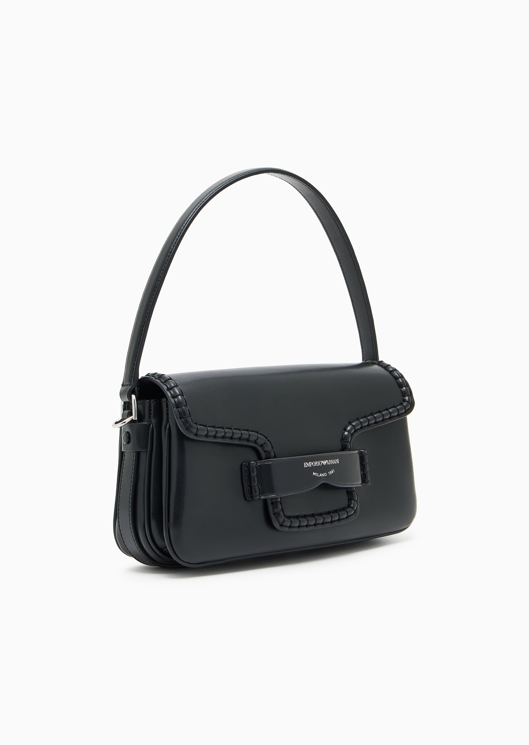 Emporio Armani 女士翻盖长方形拉链内袋手提单肩包