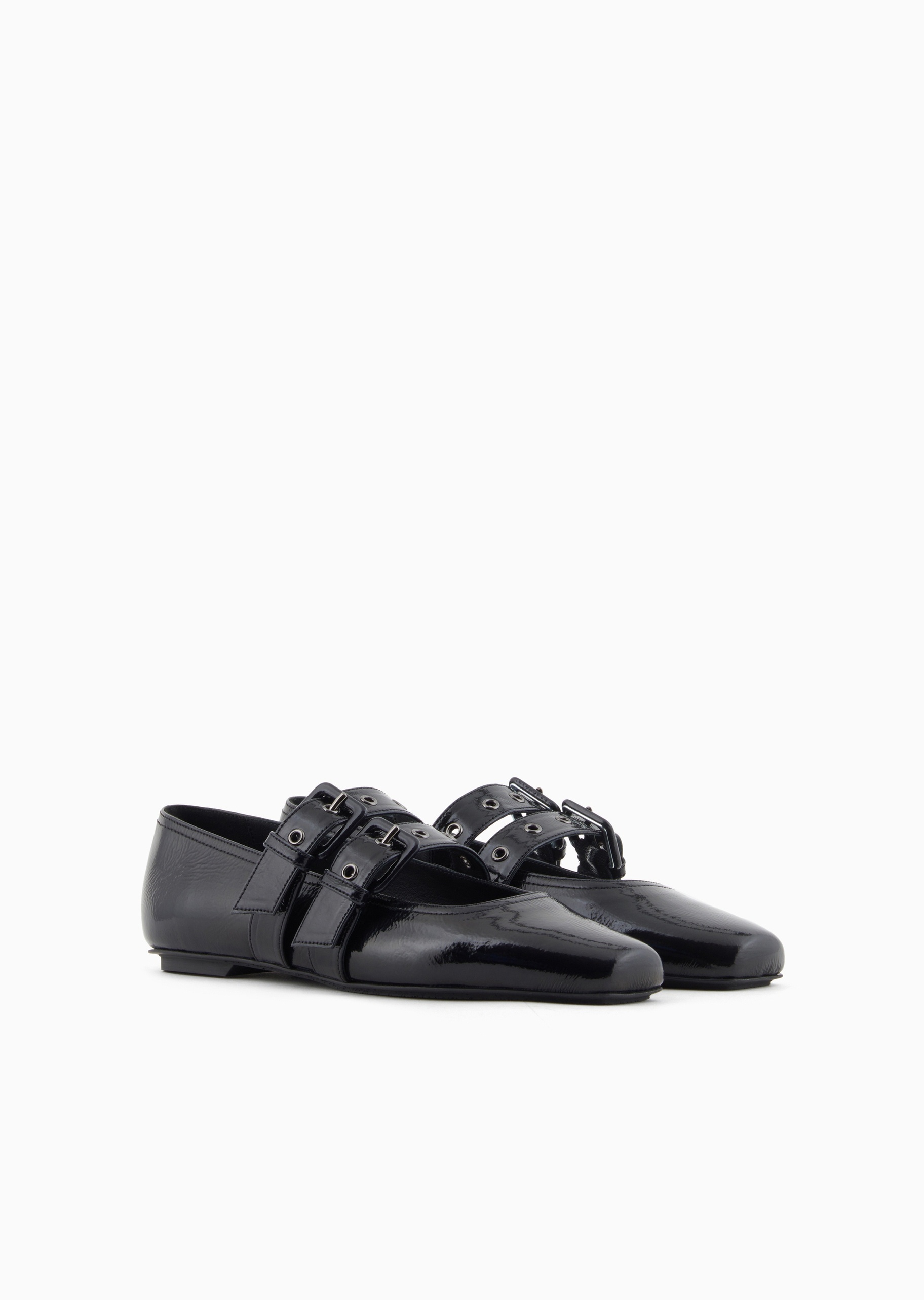 Emporio Armani 女士漆面牛皮通勤休闲玛丽珍平底鞋