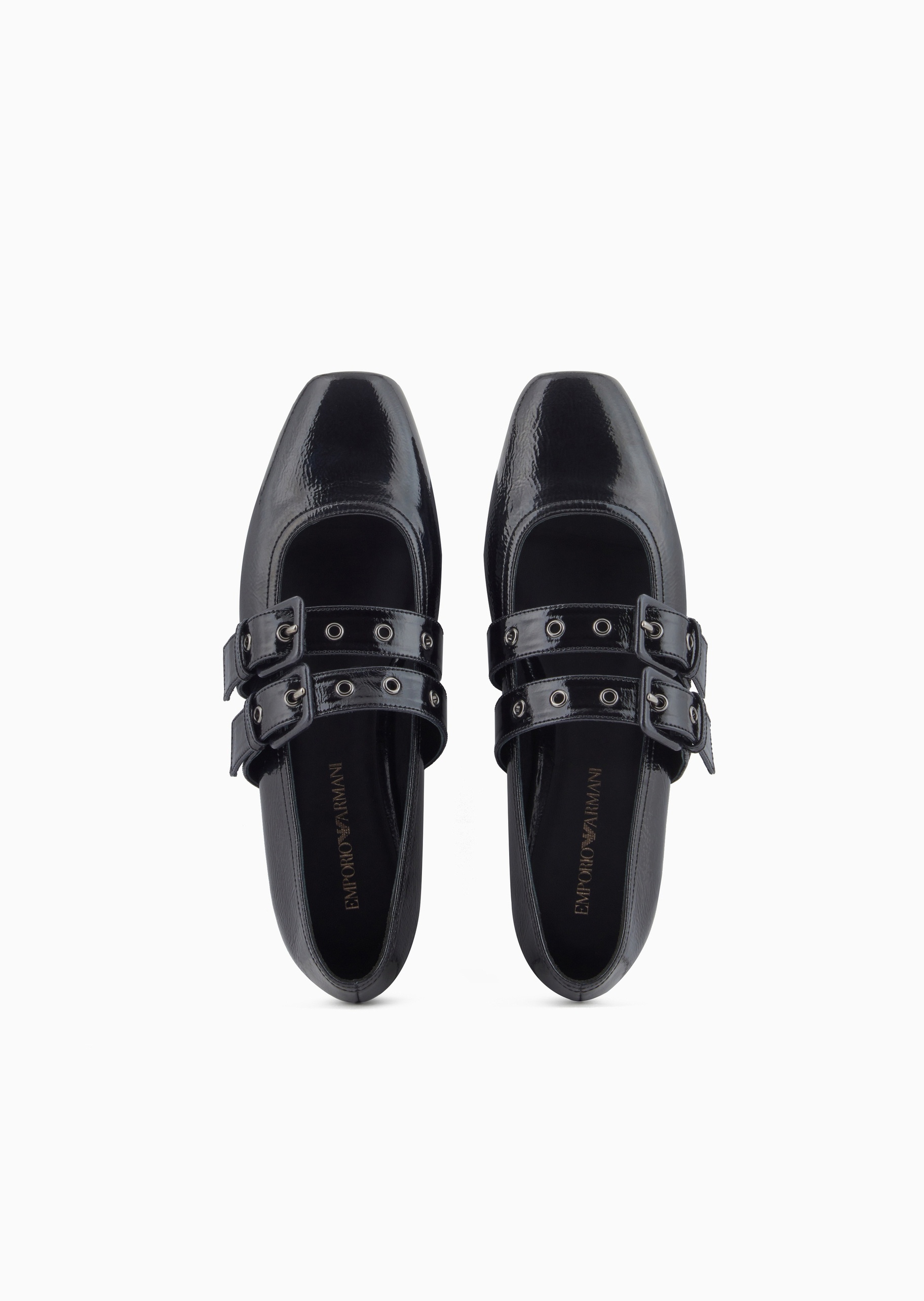 Emporio Armani 女士漆面牛皮通勤休闲玛丽珍平底鞋