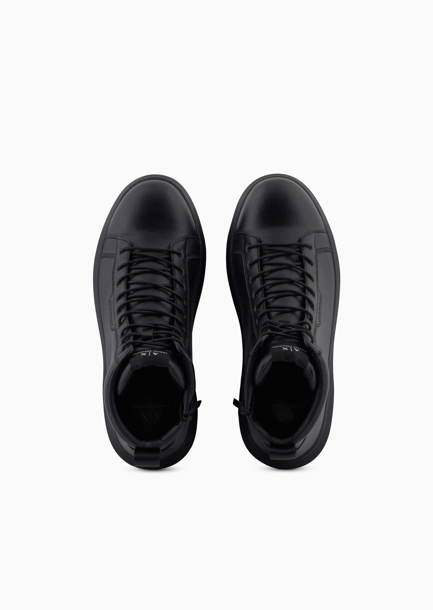 ARMANI EXCHANGE 男士系带高帮圆头纯色时尚运动鞋