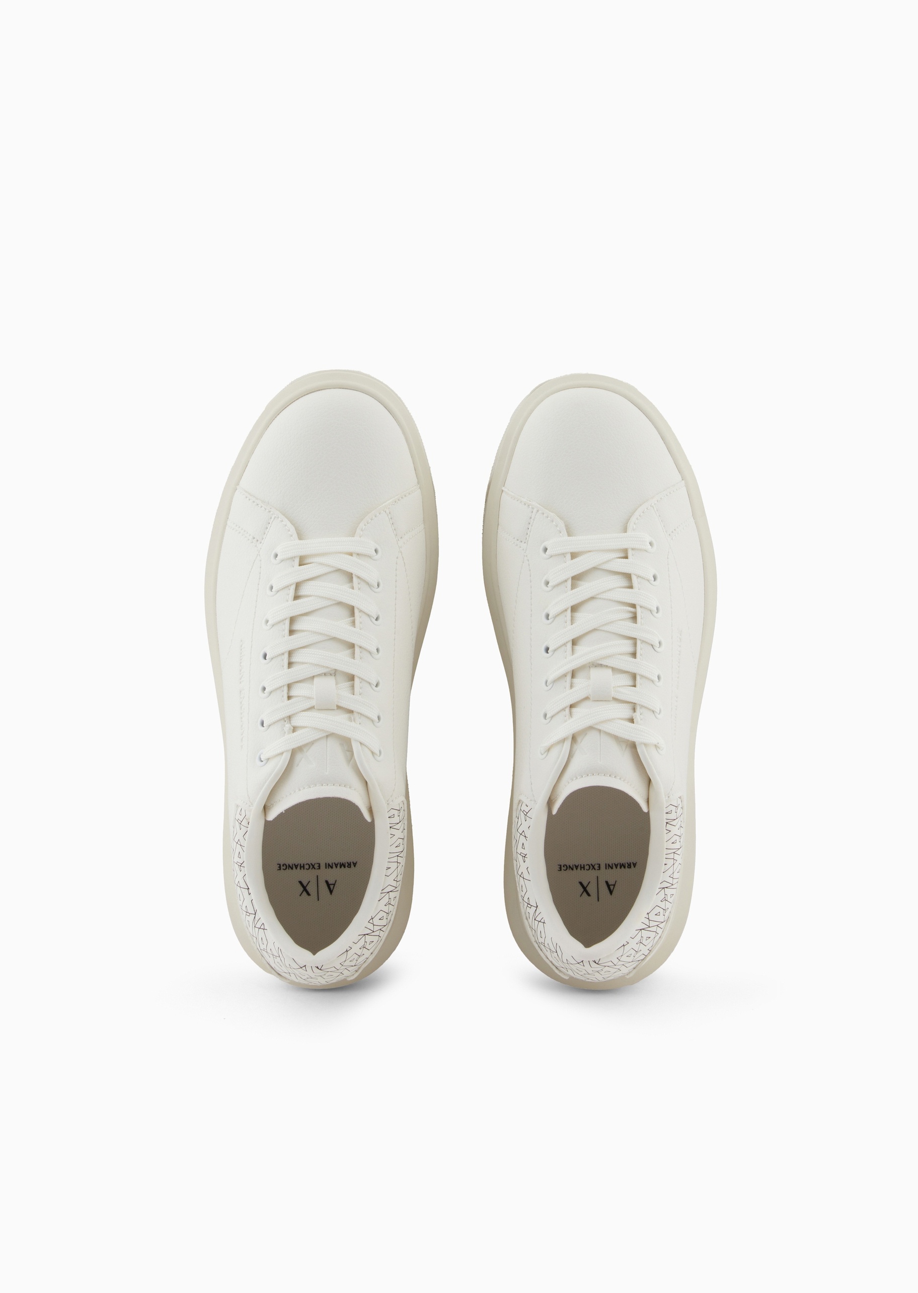 ARMANI EXCHANGE 男士系带低帮圆头厚底字母印花运动鞋