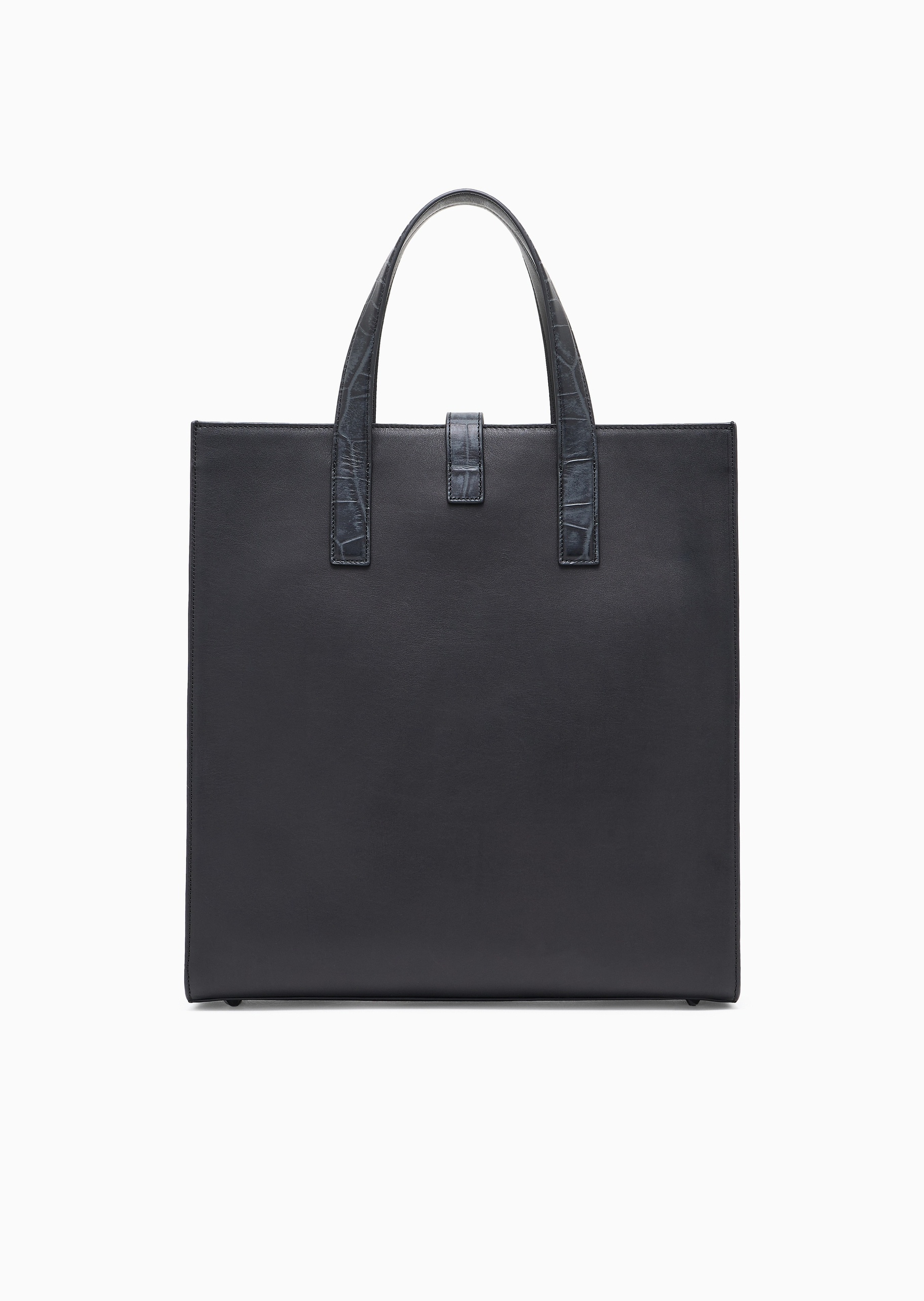 Emporio Armani 男士牛皮革方形鳄鱼皮纹理手提托特包