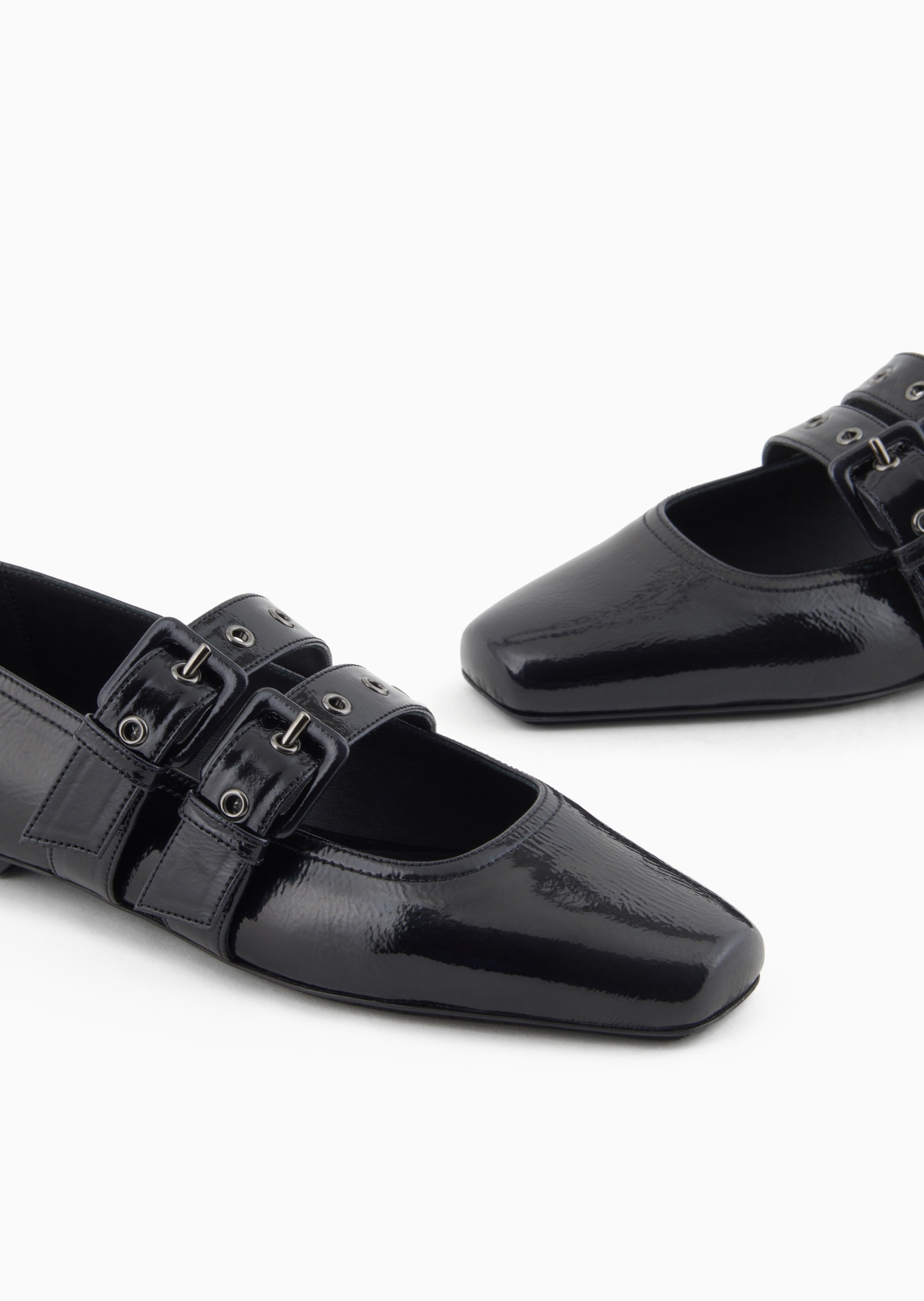 Emporio Armani 女士漆面牛皮通勤休闲玛丽珍平底鞋