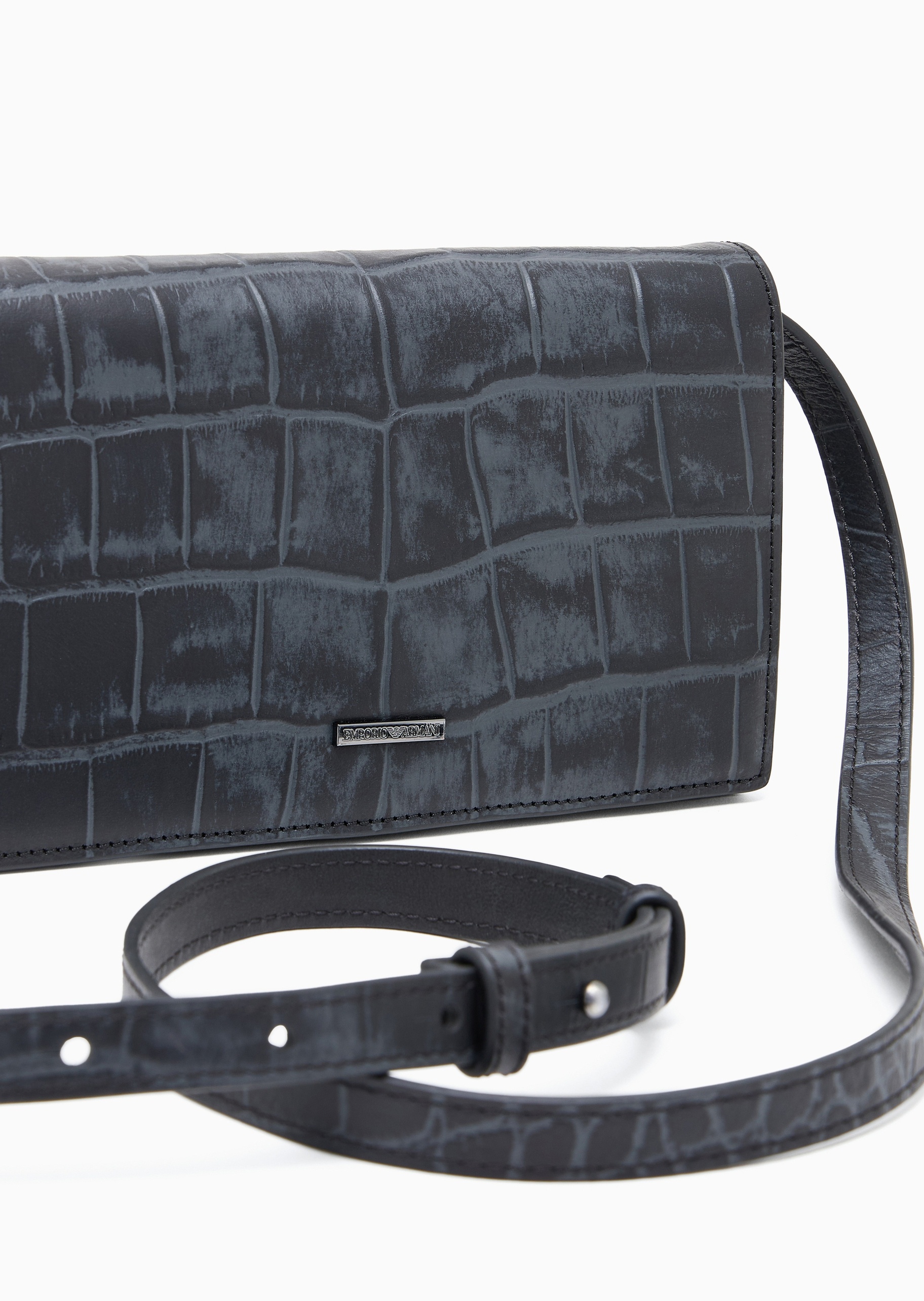 Emporio Armani 男士牛皮革翻盖商务通勤迷你斜挎包